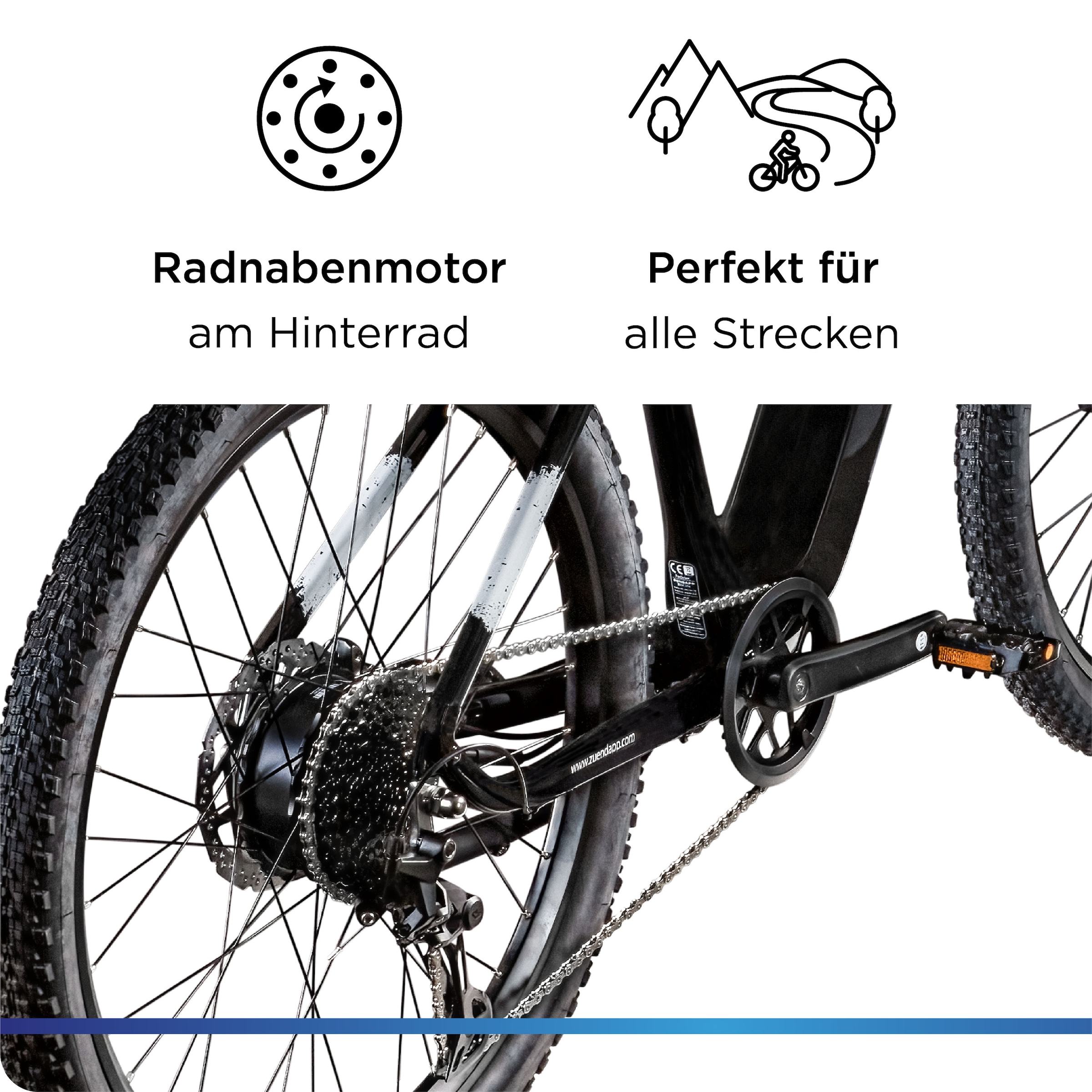 Zündapp »Z808« 10 Gang Shimano Deore RD-T6000 Schaltwerk Kettenschaltung Heckmotor 250 W Pedelec, Elektrofahrrad für Damen und Herren, MTB