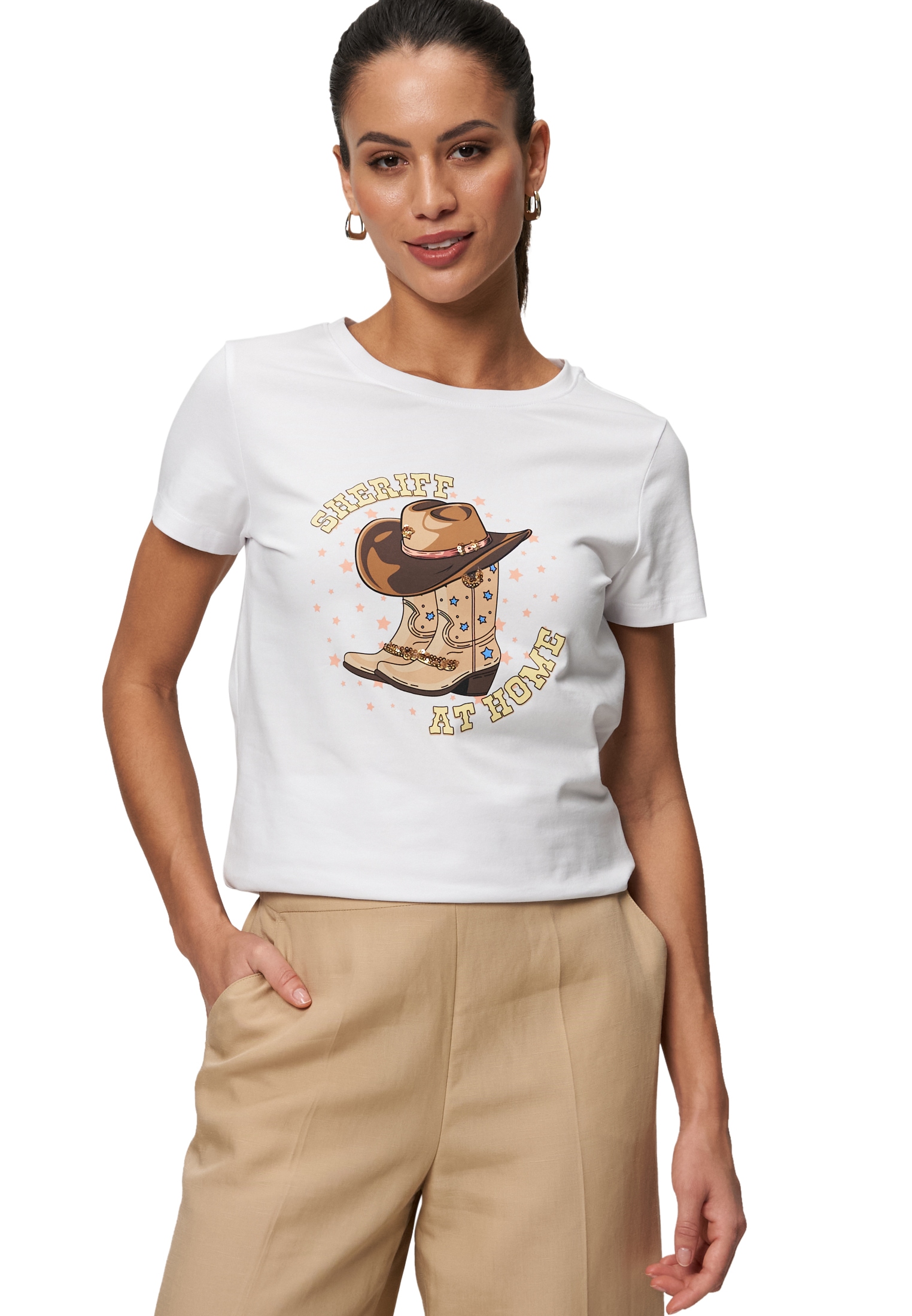 Zero Kurzarmshirt "zero Damen Shirt mit Cowboy-Print", (1 tlg.), Plain/ohne günstig online kaufen