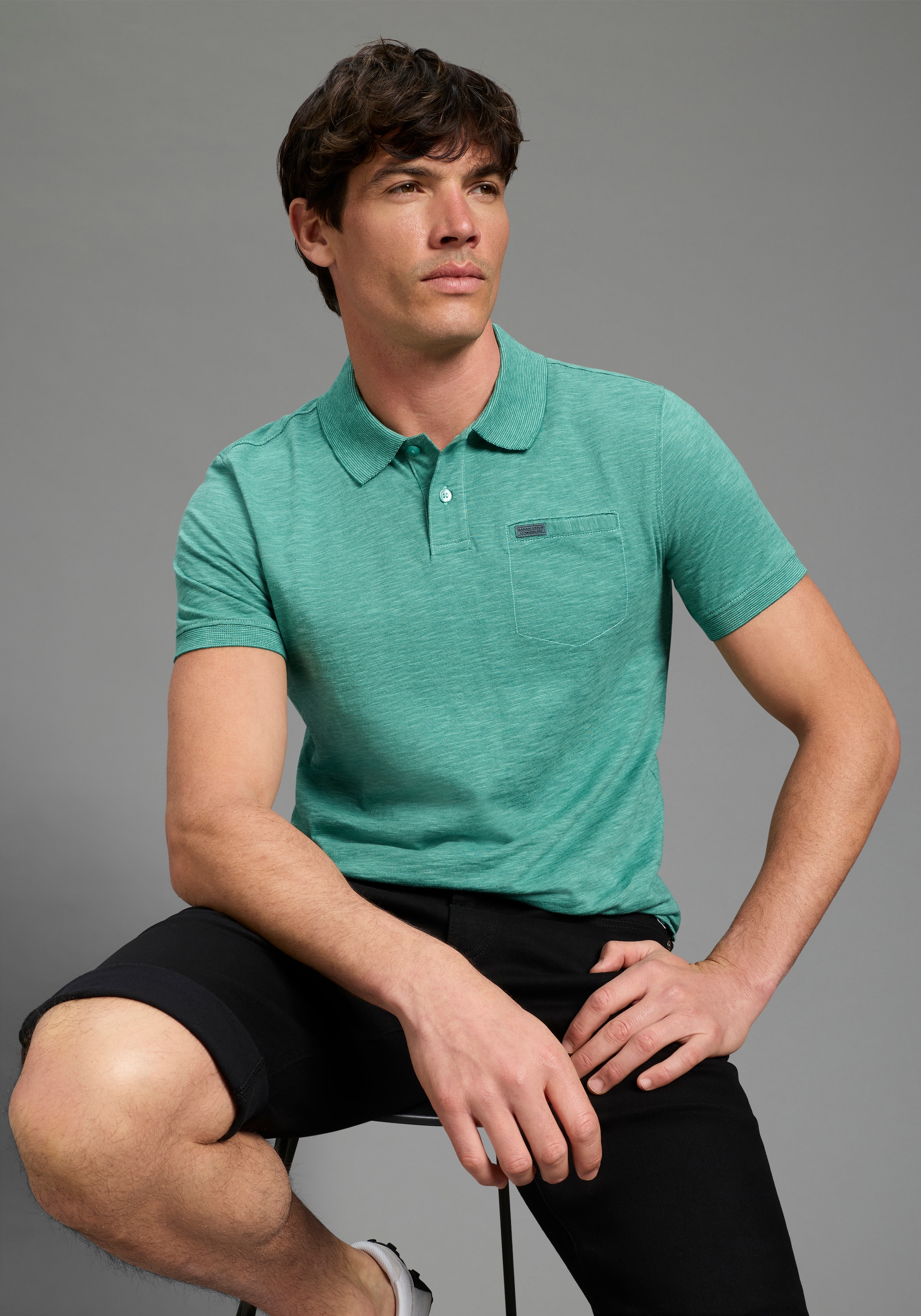 Bruno Banani Poloshirt "meliert" Kurze Knopfleiste, hochwertiger Spezial-Melange und Brusttasche