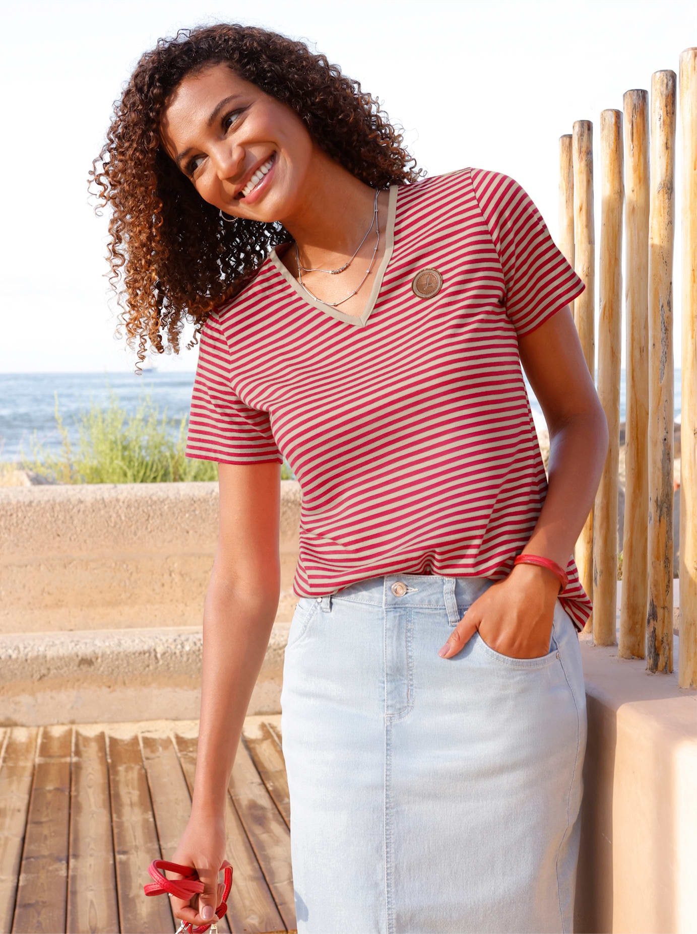 Casual Looks V-Shirt "Ringelshirt" 1 tlg. günstig online kaufen