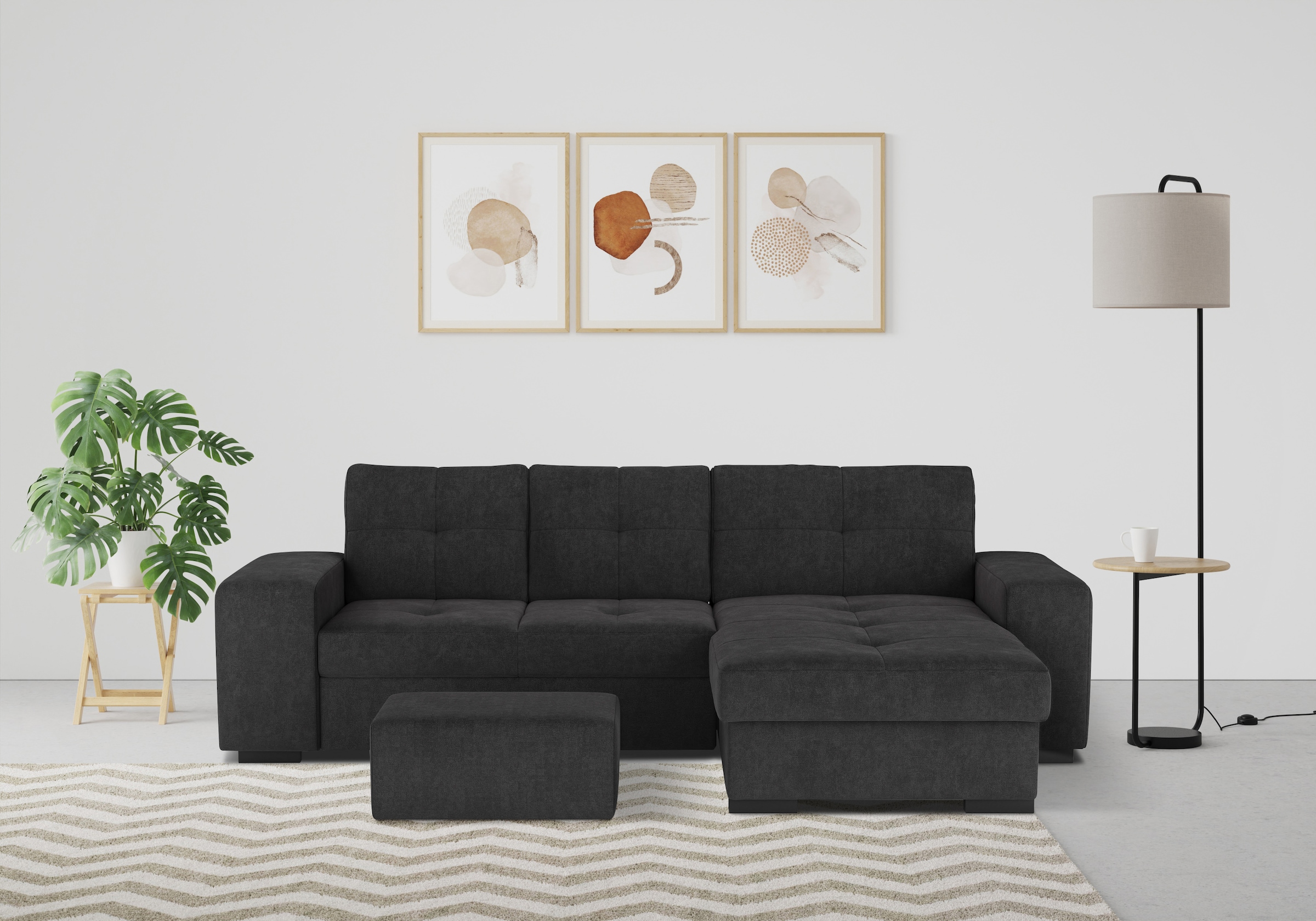 COTTA Ecksofa "Mattina L-Form", mit Hocker, wahlweise mit Bettfunktion & Be günstig online kaufen