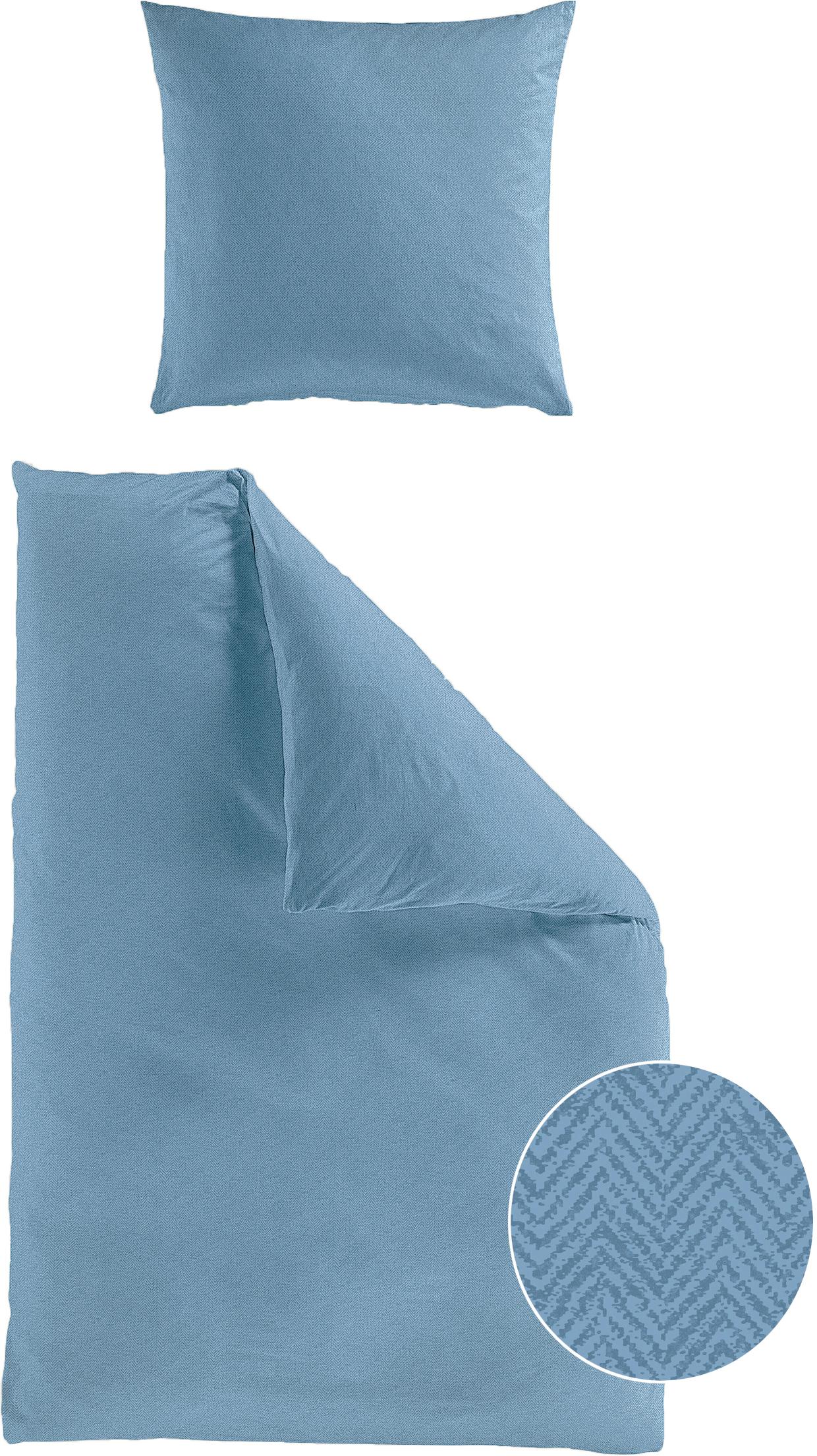 BIERBAUM Bettwäsche "Senci in 135x200 oder 155x220 cm" 2 Stk. Uni Optik mit feinem Fischgrätmuster, pflegeleicht, 100% Baumwolle