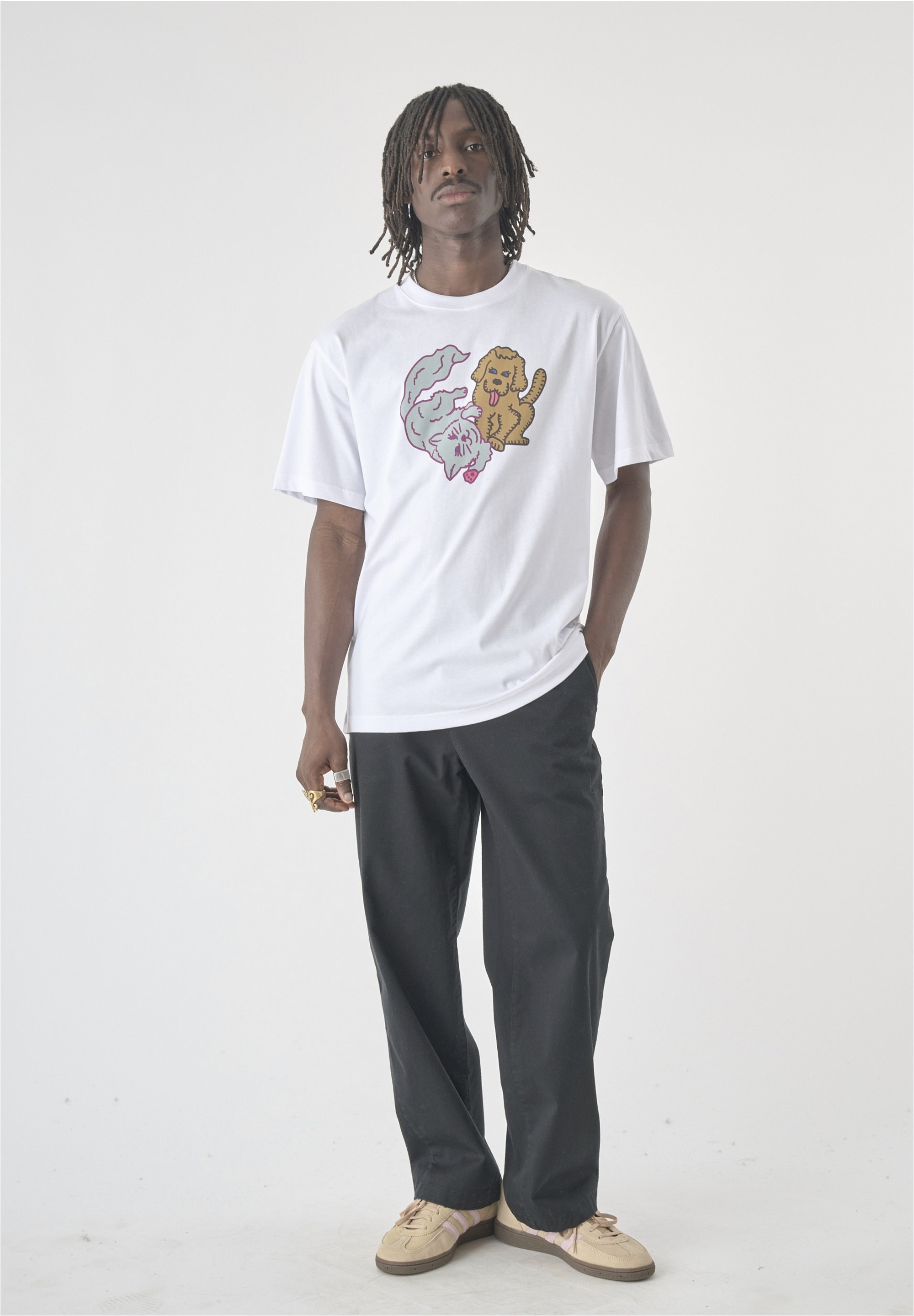 Cleptomanicx T-Shirt »Cat & Dog«, mit lockerem Schnitt