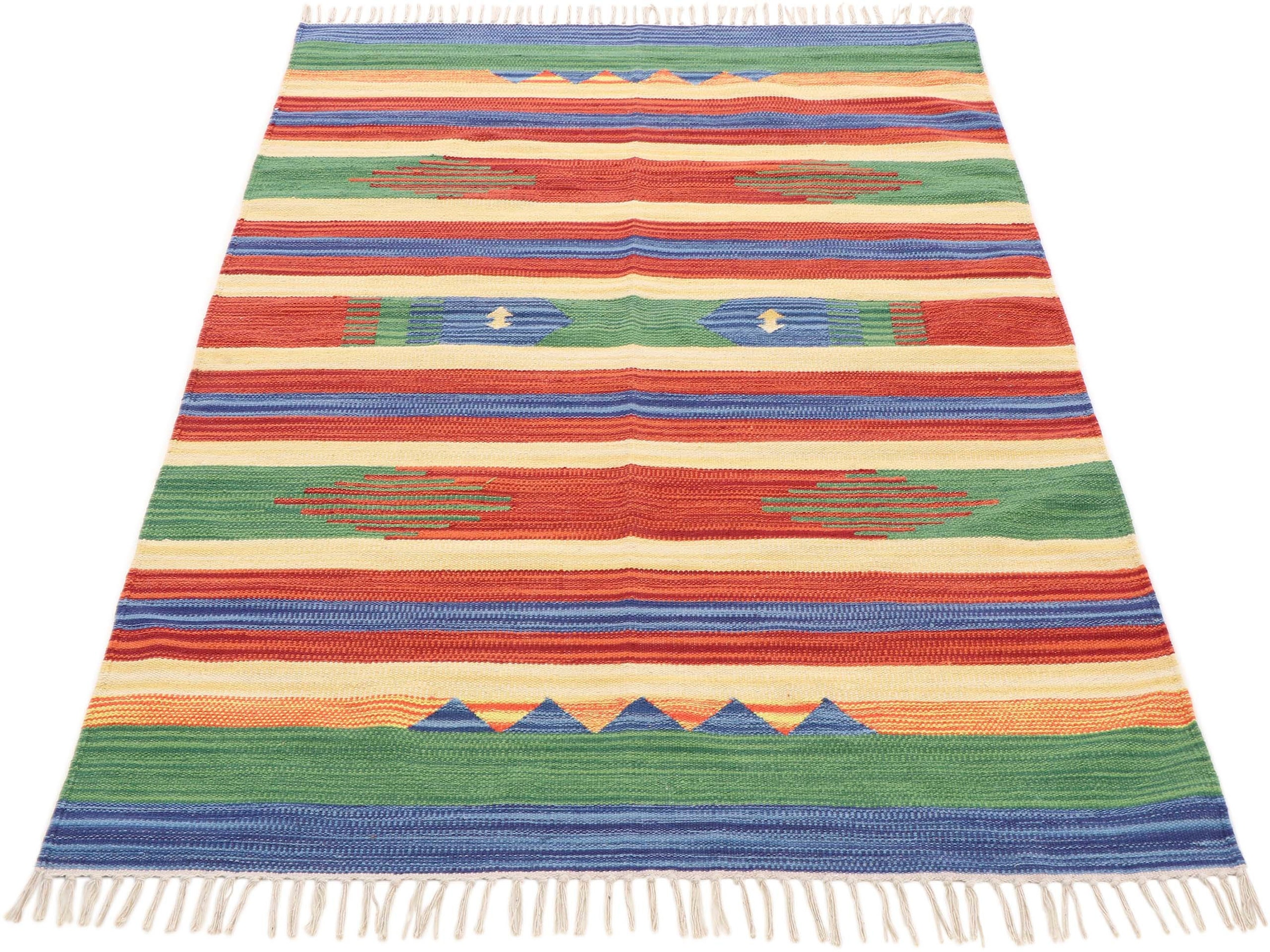 carpetfine Teppich »Kelim Samia«, rechteckig, 5 mm Höhe