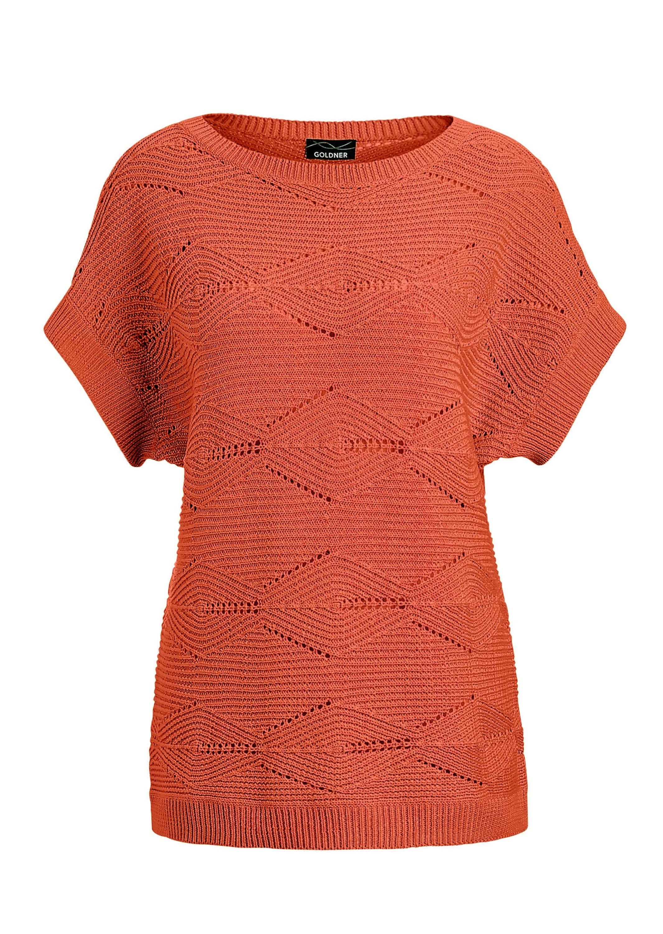 GOLDNER Strickpullover "Kurzgröße Kurzarm Baumwoll-Strickshirt" Rippenbündc günstig online kaufen