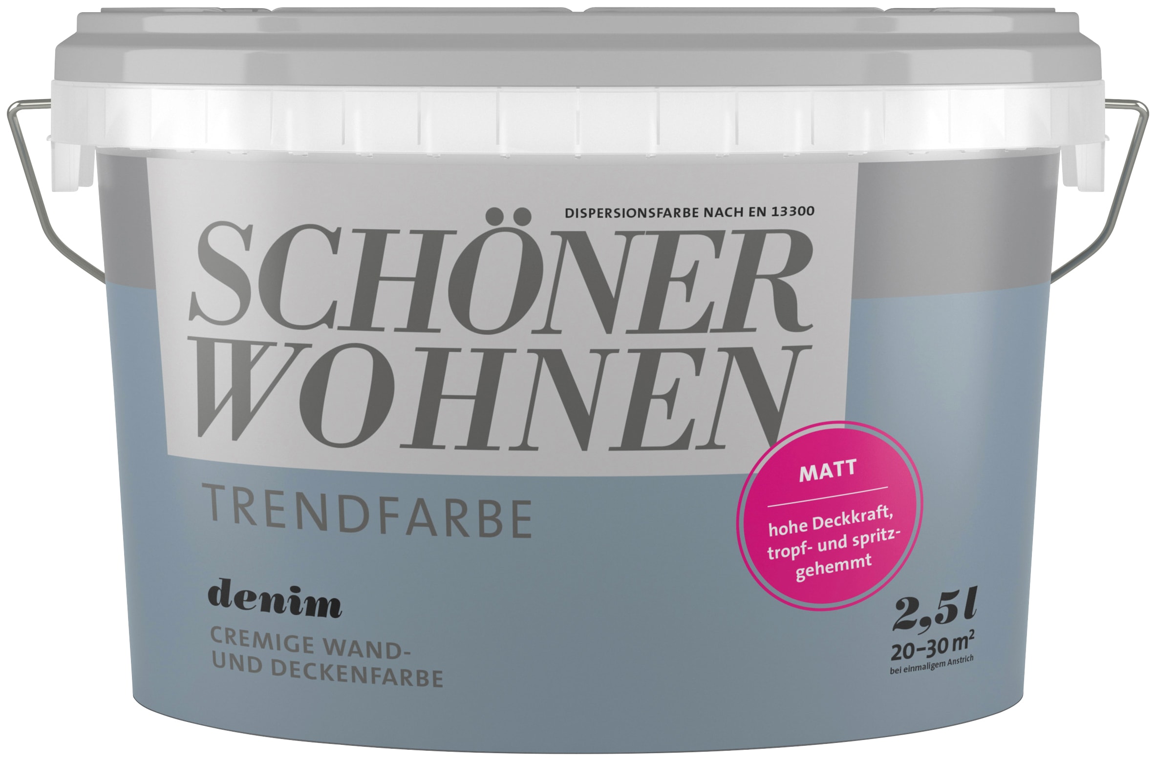 SCHÖNER WOHNEN FARBE Wand- und Deckenfarbe »TRENDFARBE Denim«, 2,5 Liter, Denim,...