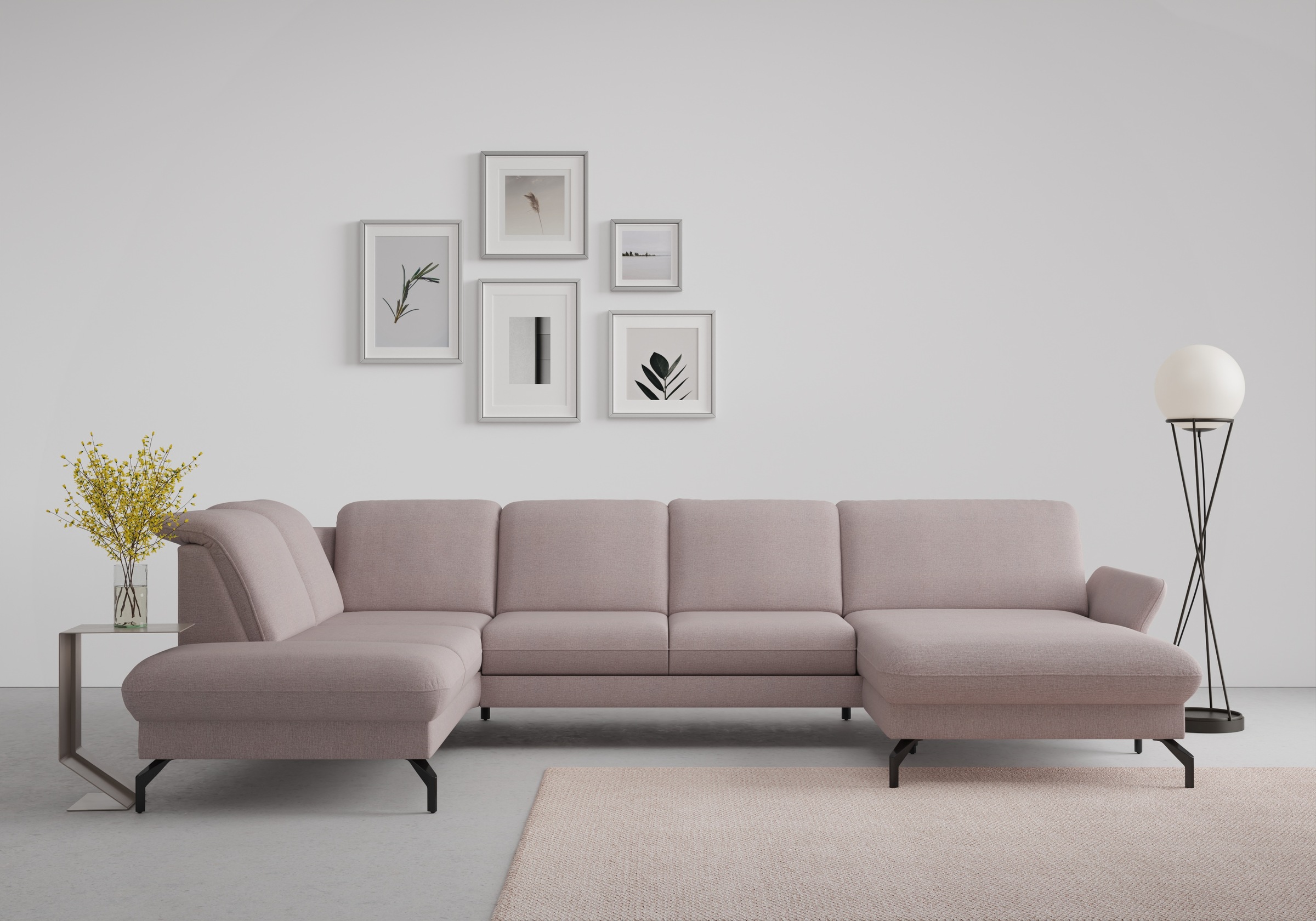 sit&more Wohnlandschaft »Fashion U-Form«, wahlweise mit Kopfteilverstellung, Vorziehsitz, motorisch, Metallfüße