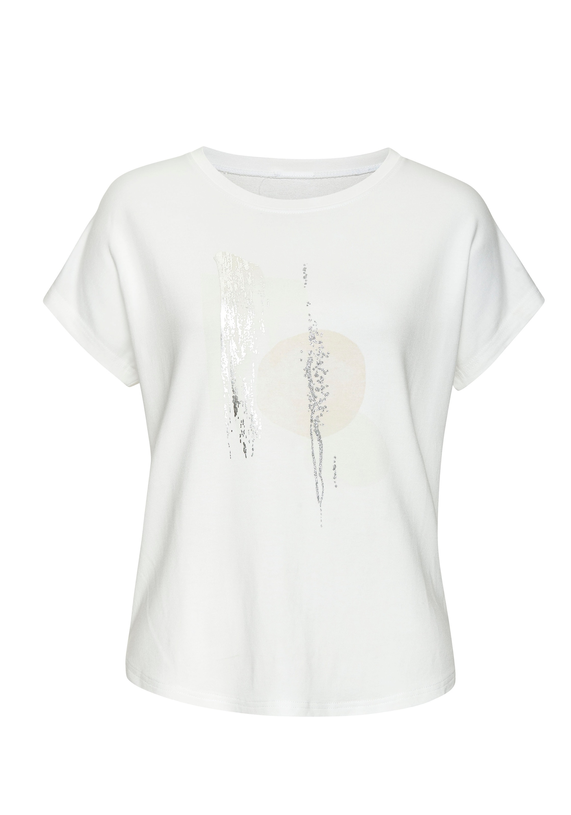 LASCANA Rundhalsshirt "mit schimmerndem Folienprint", aus hochwertiger Fren günstig online kaufen