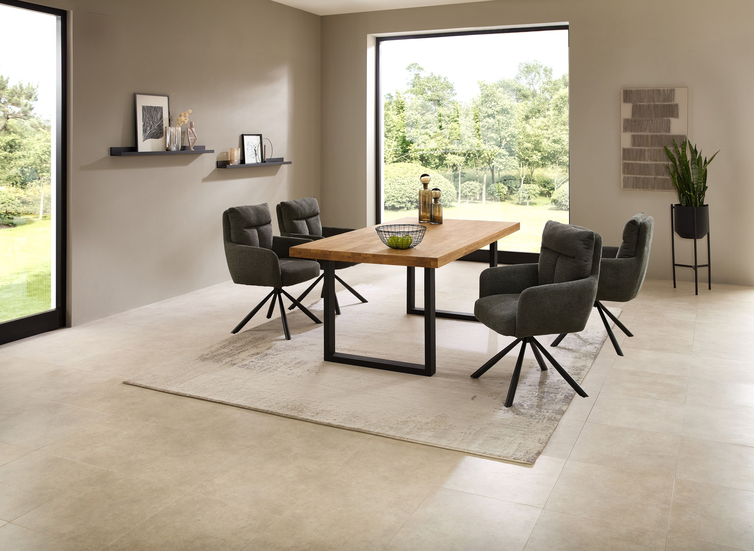 Stolkom Esstisch »Chris Esszimmertisch Eiche Massivholz, BxHxT 110x47x70 cm«, Gerade Kante, Industrial Style Eiche Massivholz