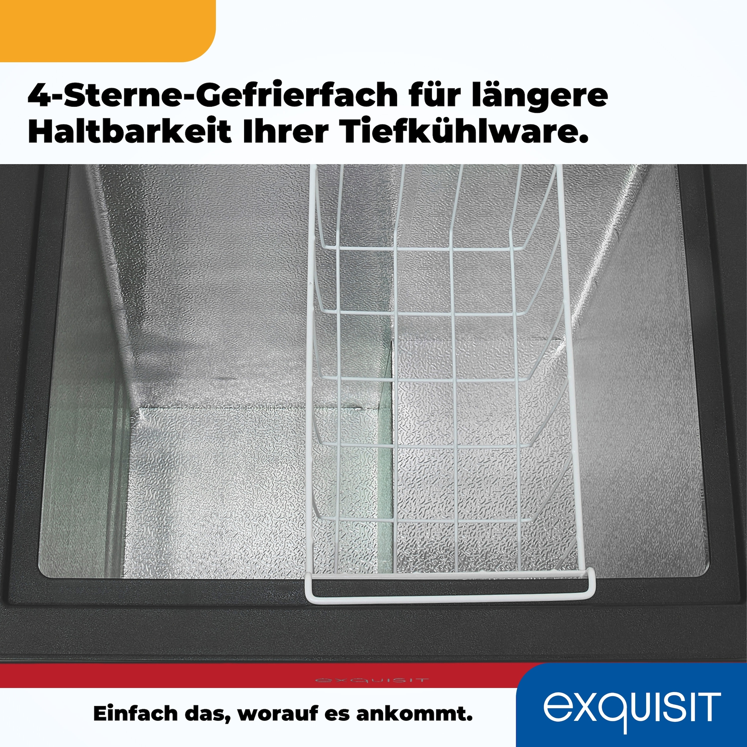 exquisit Gefriertruhe »GT100-050E rot« 83,5 cm hoch 54,5 cm breit 4*-Gefriertruhe mit ergonomischer Griffmulde – bequem zu öffnen
