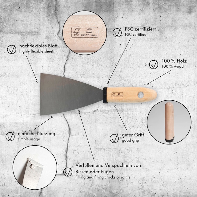 A.S. Création Malerspachtel, Edelstahl, Holzgriff, 8 cm breit per Rechnung  | BAUR