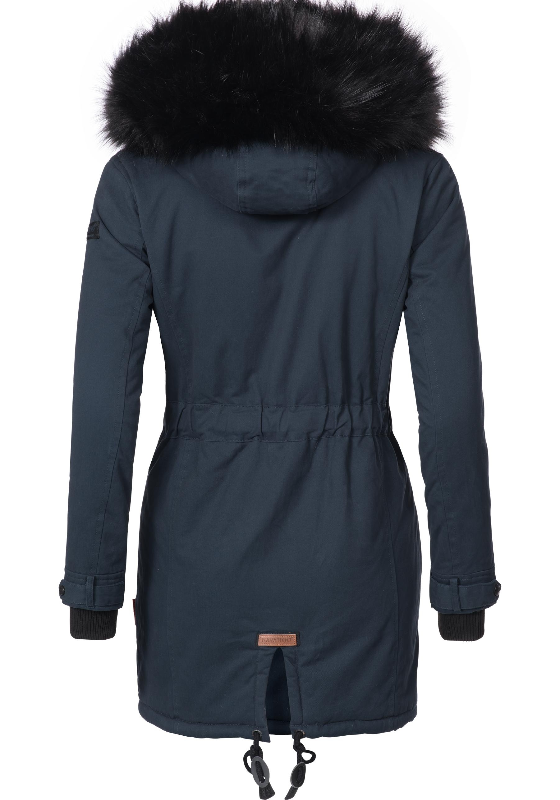 Navahoo Wintermantel "Luluna", edler Baumwoll Parka mit Fellimitat günstig online kaufen