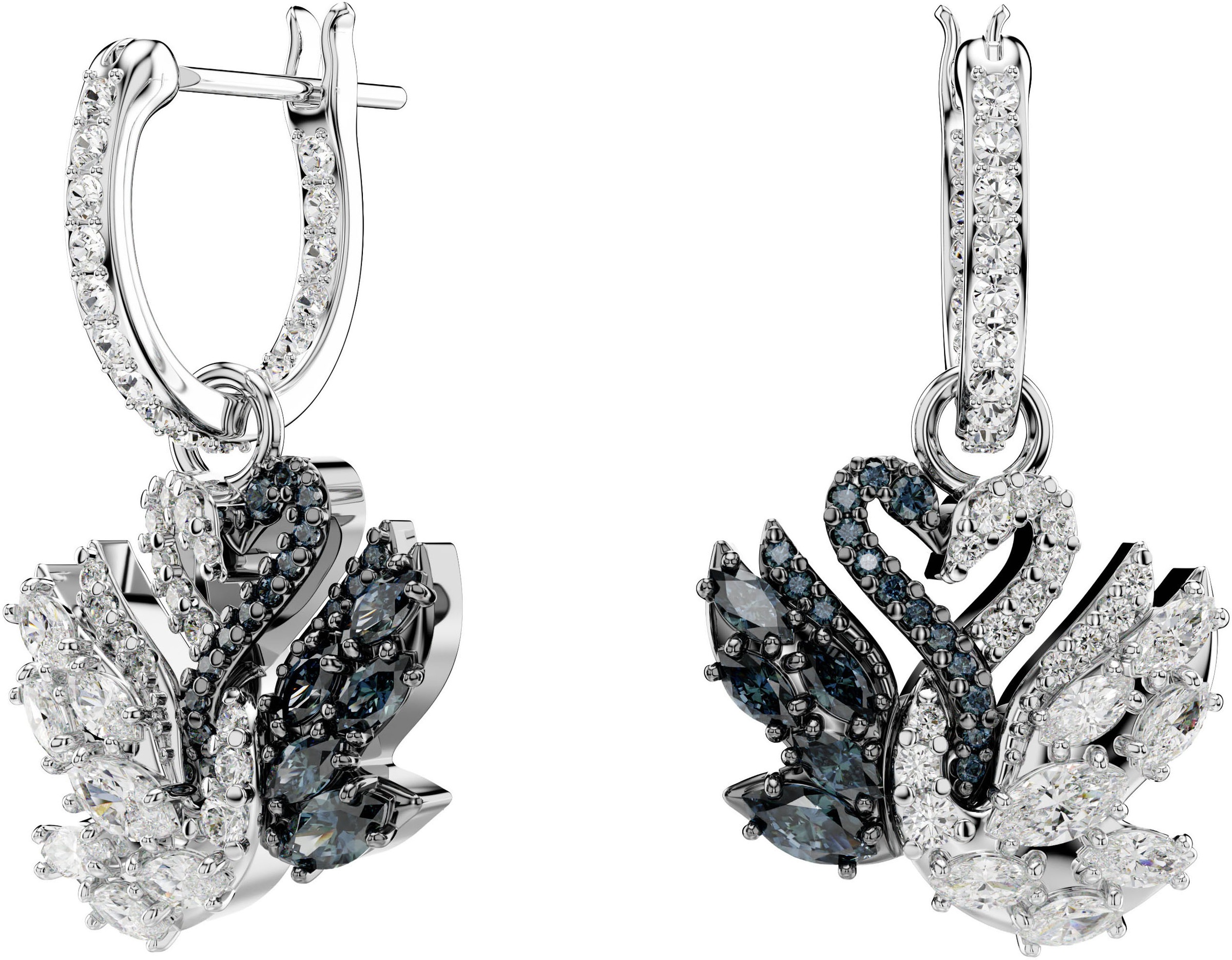 Swarovski Paar Creolen »Schmuck Geschenk Swan Drop-Ohrhänger Schwan, 5705728«, mit Swarovski® Zirkonia (synth.) - Einhänger abnehmbar