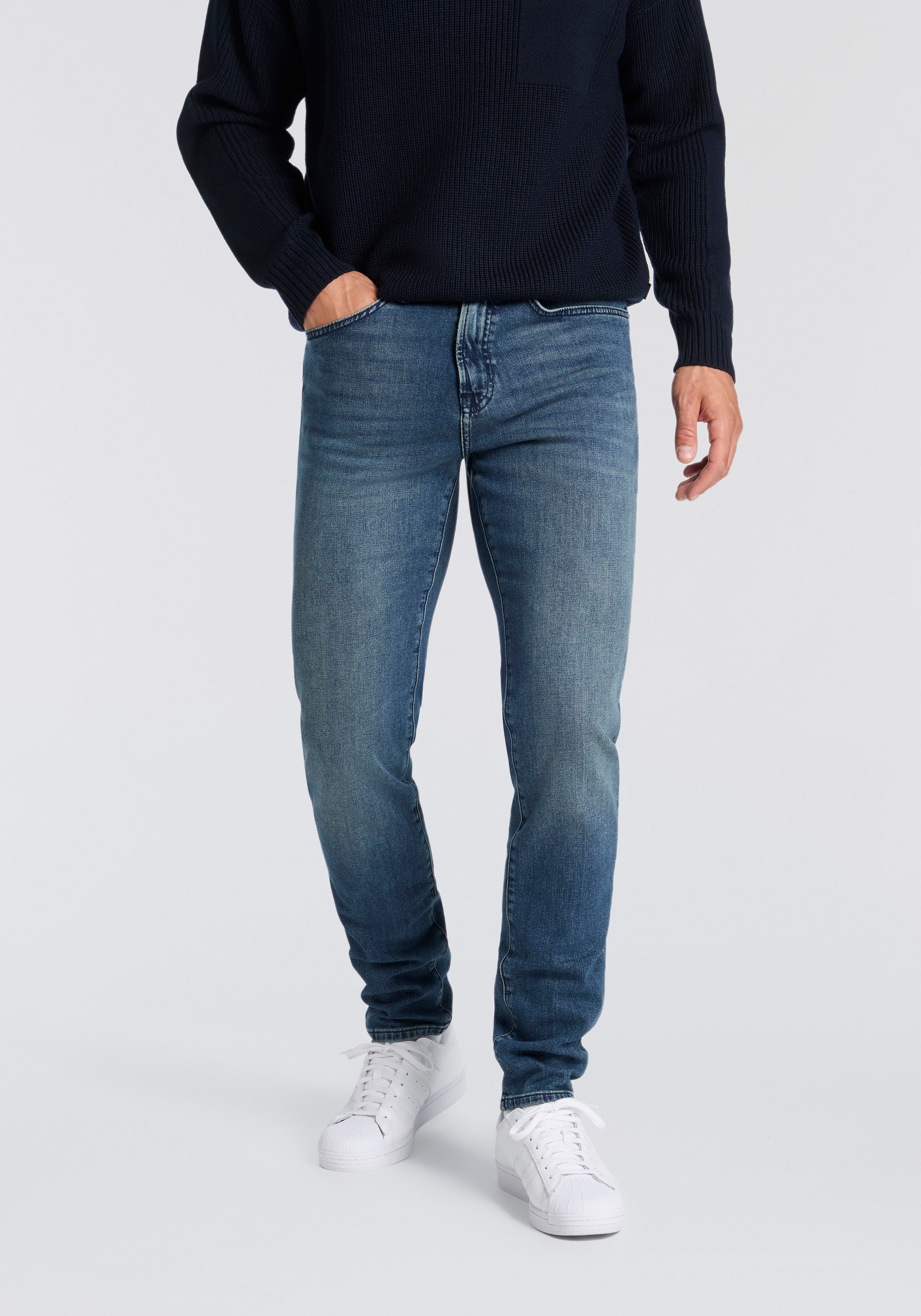 BOSS ORANGE Tapered-fit-Jeans "Onyx Comfor Fit Denim" Regular Tapered Fit, Stretch-Denim, Mittlere Bundhöhe