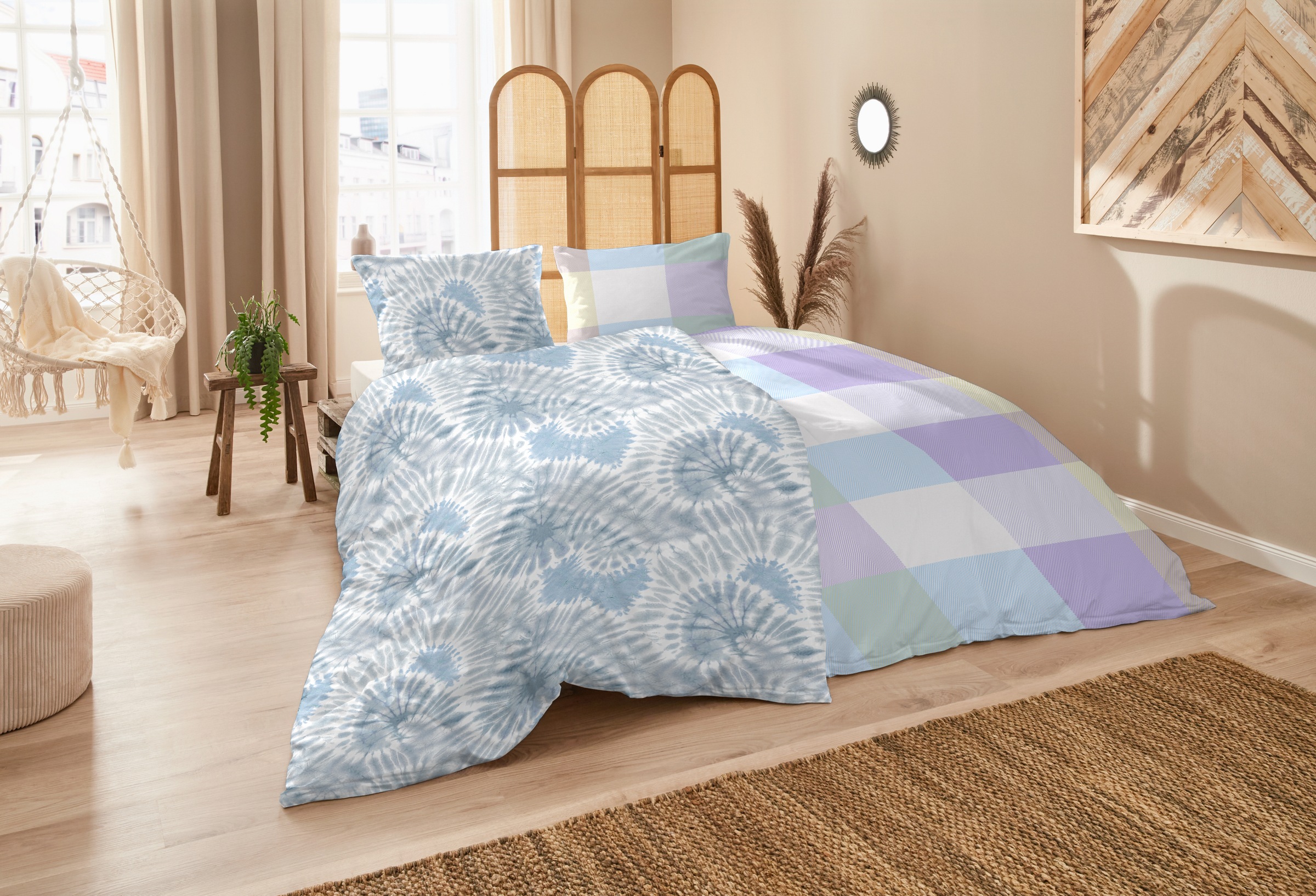 Thumbnail - Primera Bettwäsche "Primera Renforce-Bettwäsche Swirl" 2 Stk. tlg. in einem lebhaften Batik-Look