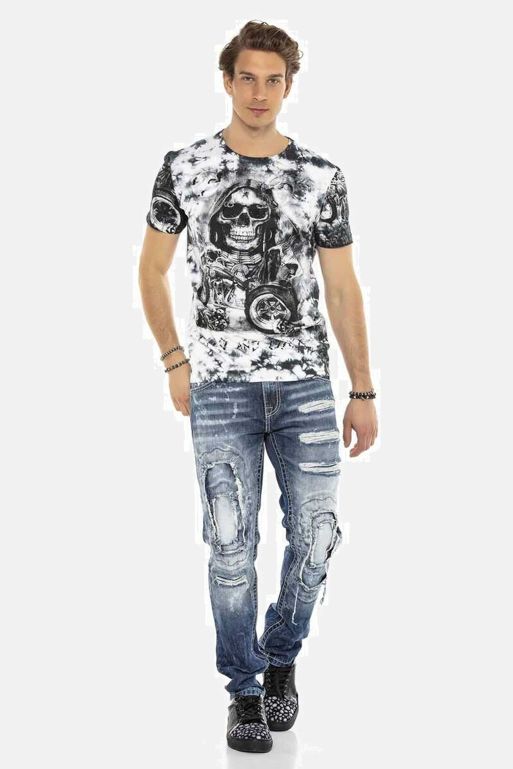 Cipo & Baxx Regular-fit-Jeans »DENIM«, bequeme Jeans im ausgefallenen Lagen-Design, CD611