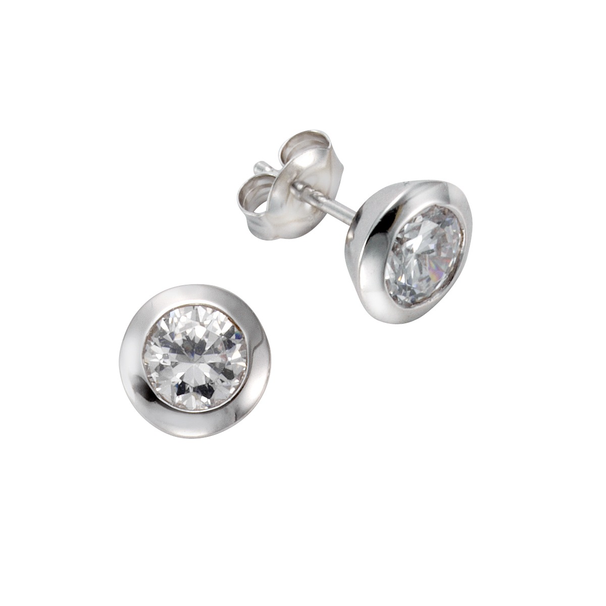 Paar Ohrstecker VIVANCE "925 Sterling Silber Zirkonia rund", weiß (weiß, weiß), Ohrringe, Damen, one-size, Silber 925 (Sterlingsilber), Ohrstecker