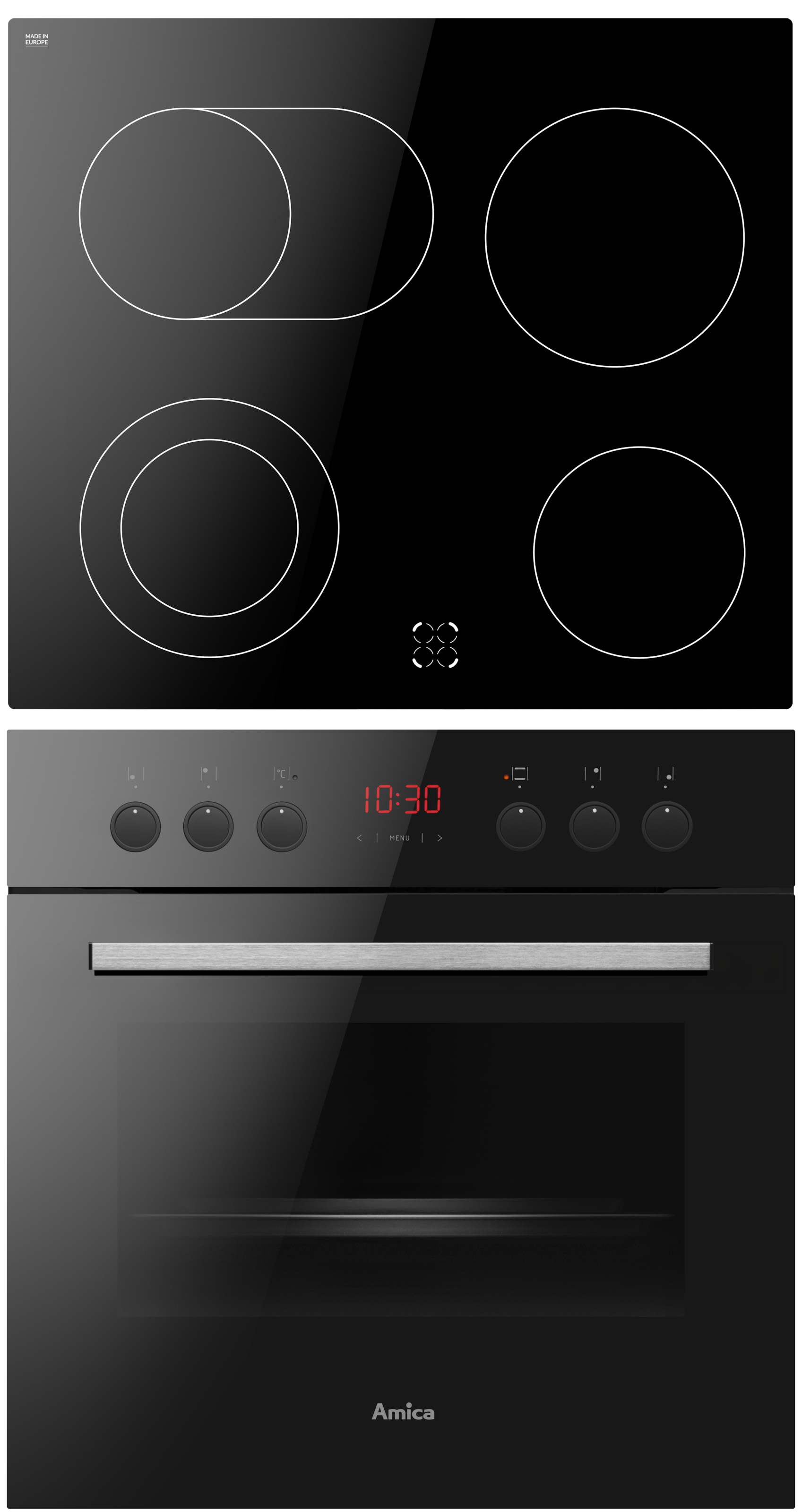 Amica Elektro-Herd-Set »EHC 933 333 S« Sicher kochen, bester Überblick – Reinigung im Handumdrehen