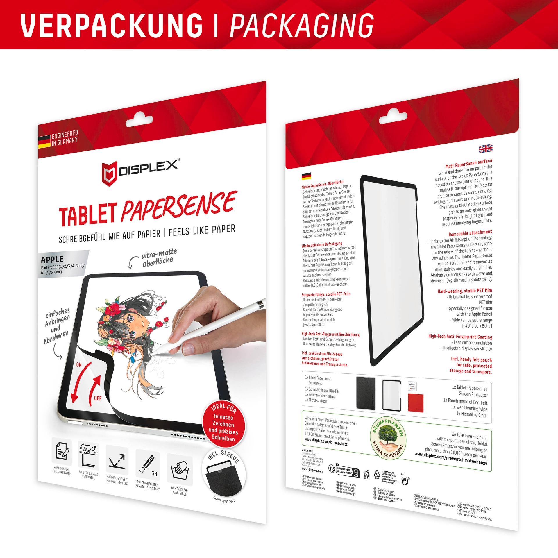 Displex Displayschutzfolie »Tablet PaperSense«, für Apple iPad Pro 11 (1./2./3./4. Gen.)-Apple iPad Air (4./5. Gen.), Schreiben wie auf Papier