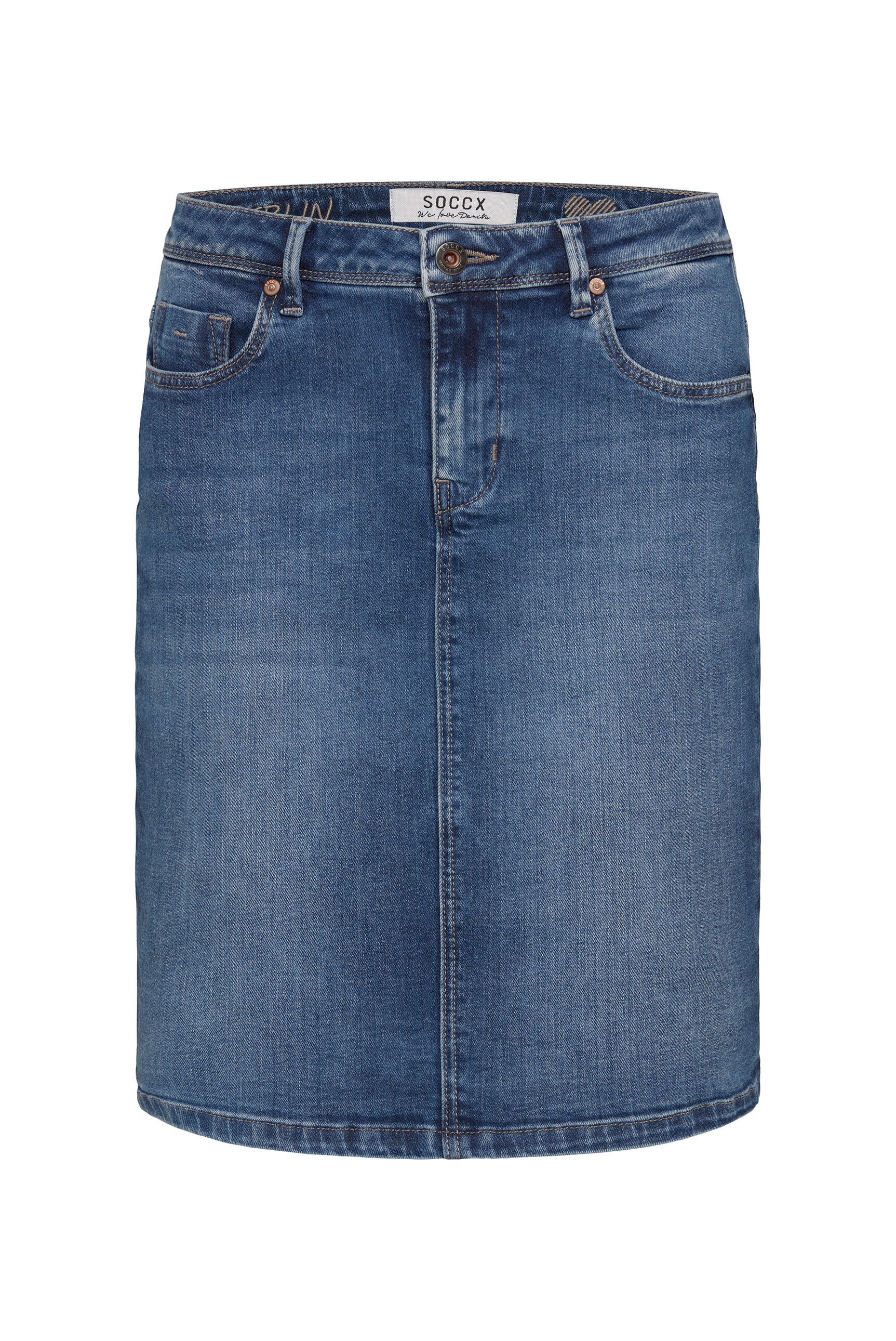 SOCCX Jeansrock, mit Gehschlitz