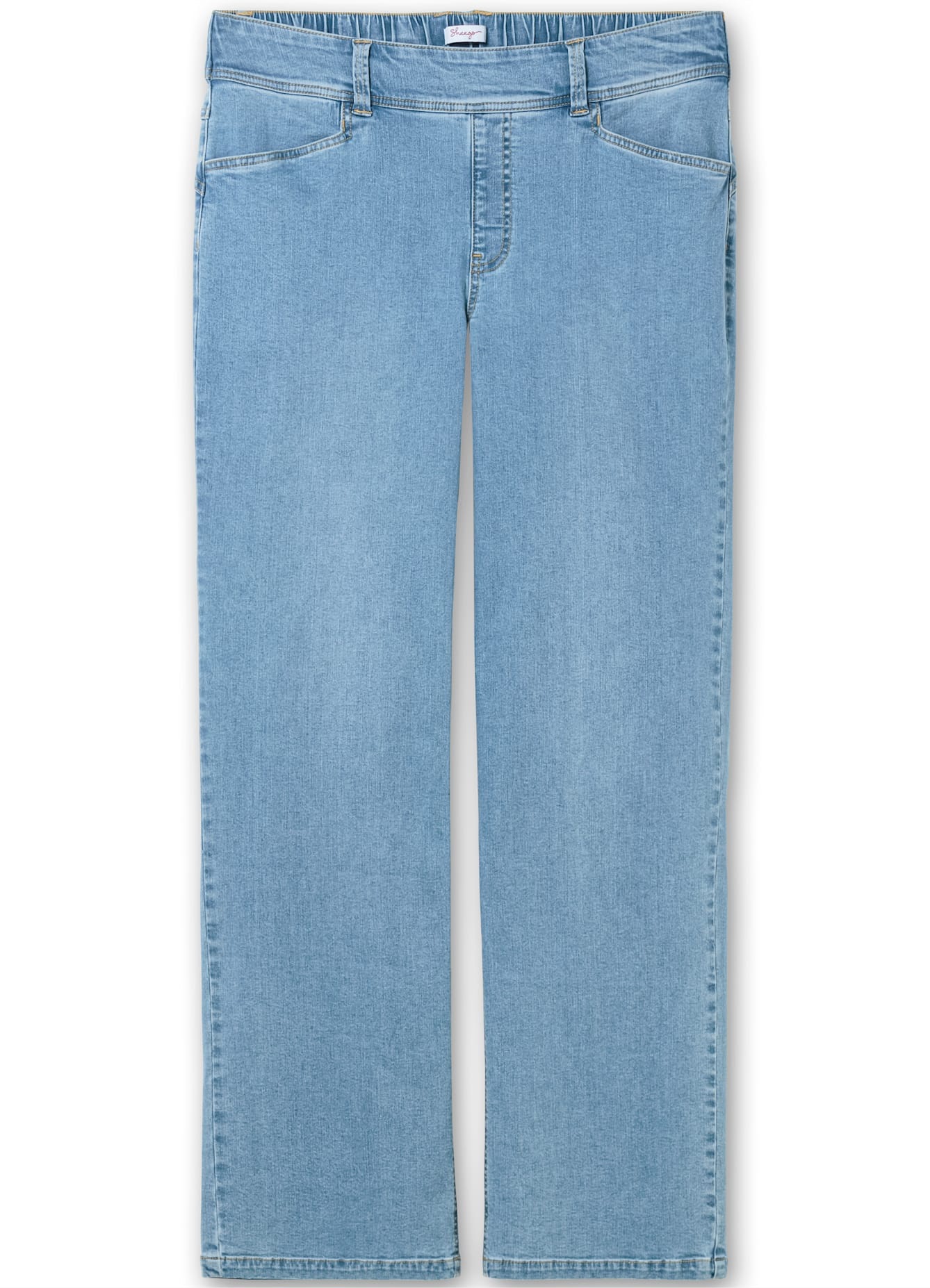 Bequeme Jeans SHEEGO, Damen, Gr. 40, Normalgrößen, blau (light blau, denim), 99% Baumwolle, 1% Elasthan, unifarben, lang, Jeans 3