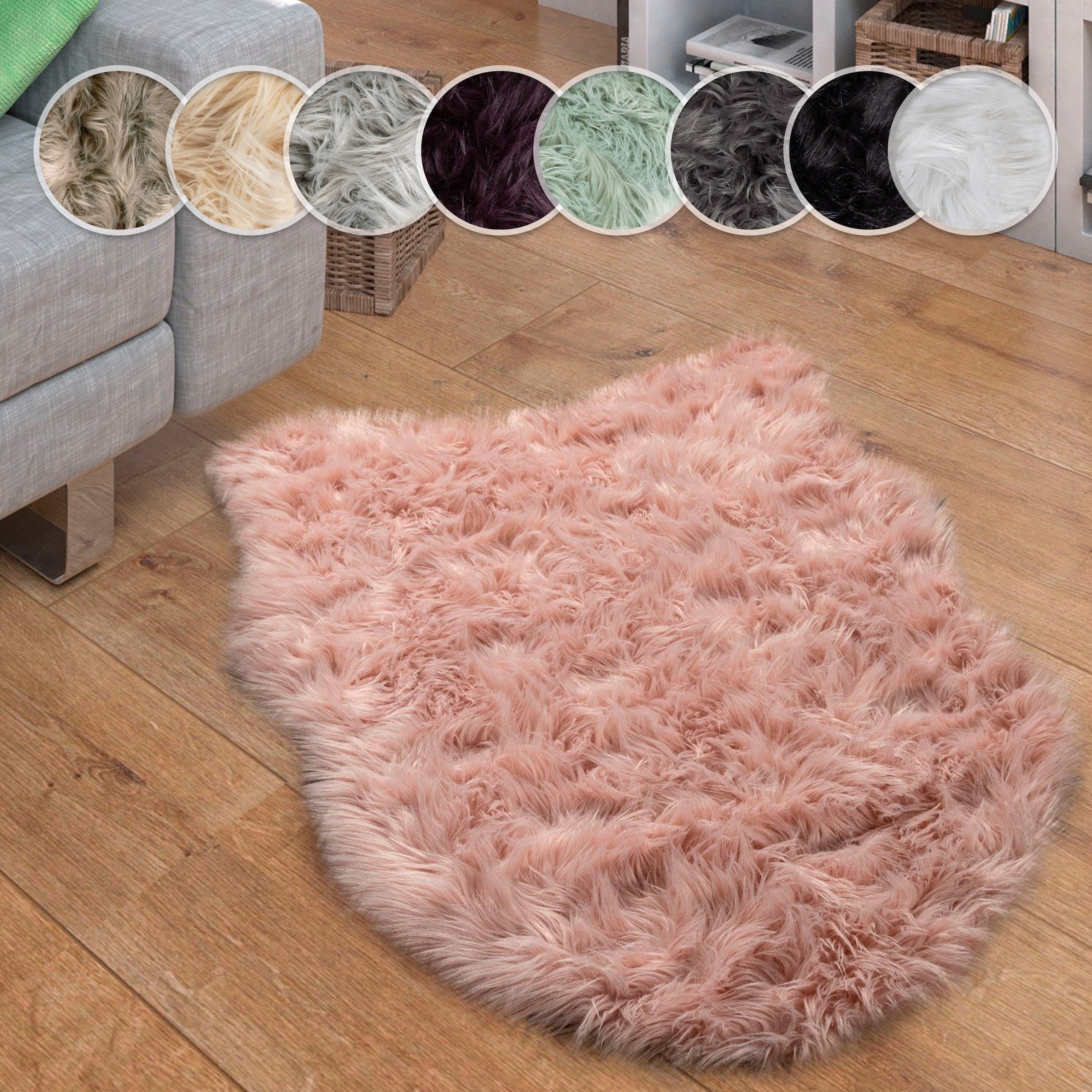 Paco Home Fellteppich "Playa 960" fellförmig 64 mm Höhe Kunstfell, Flokati- günstig online kaufen