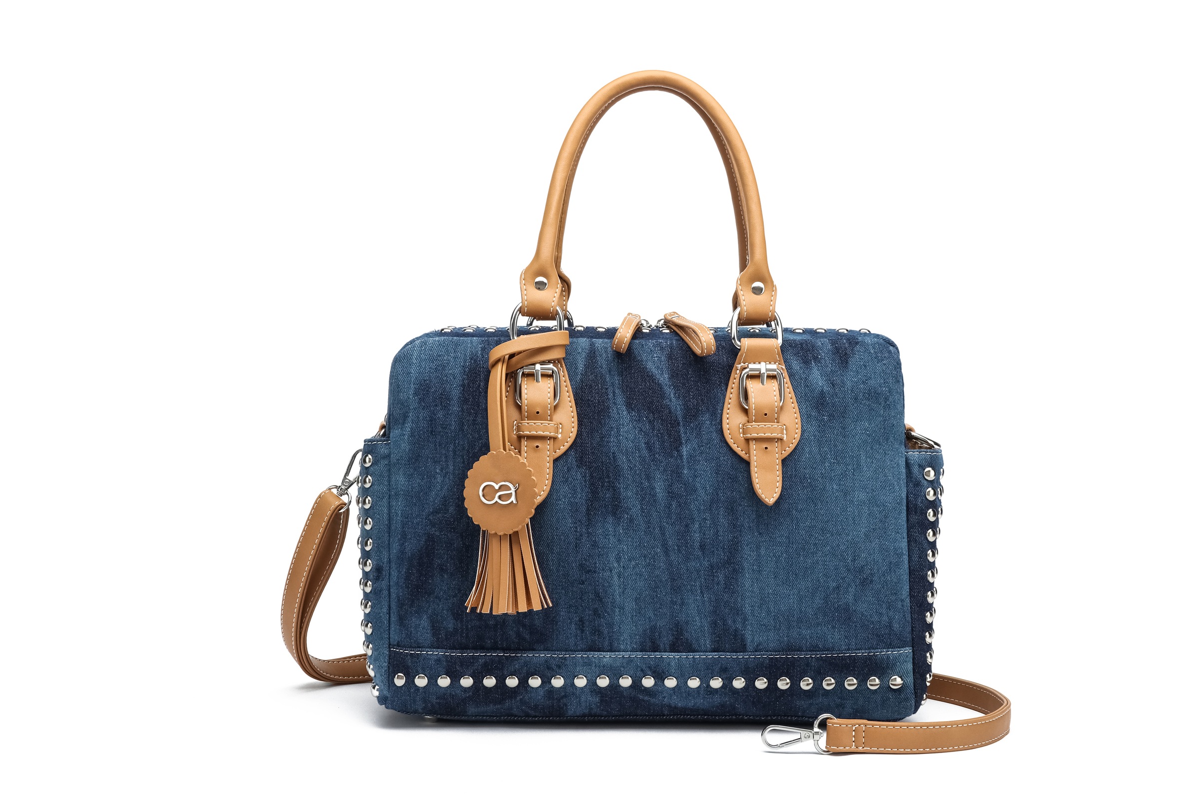 COLLEZIONE ALESSANDRO Schultertasche »Denim«, aus griffigem Jeansstoff mit Nieten