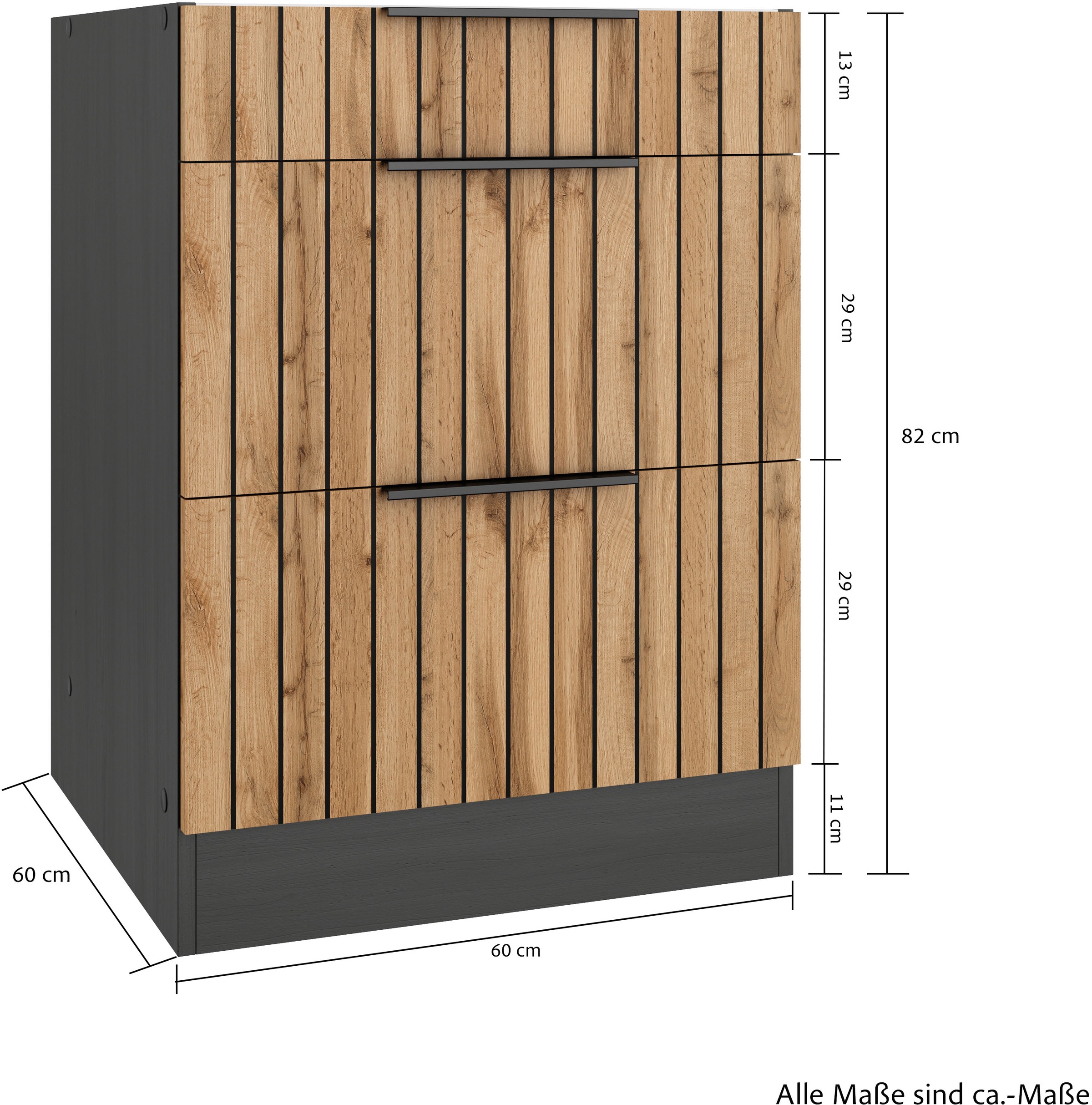 KOCHSTATION Unterschrank »KS-Lagos«, Breite 60 cm, 1 Schubkasten, 2 Auszüge