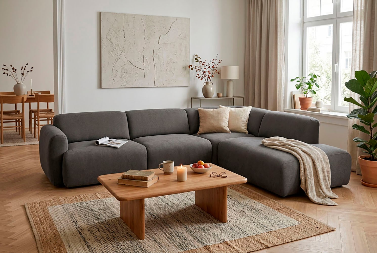 OTTO home Ecksofa »Myrland Wohnlandschaft« Breite 310 cm, L-Form, Chenille, Easy Clean Stoff, mit Kaltschaum