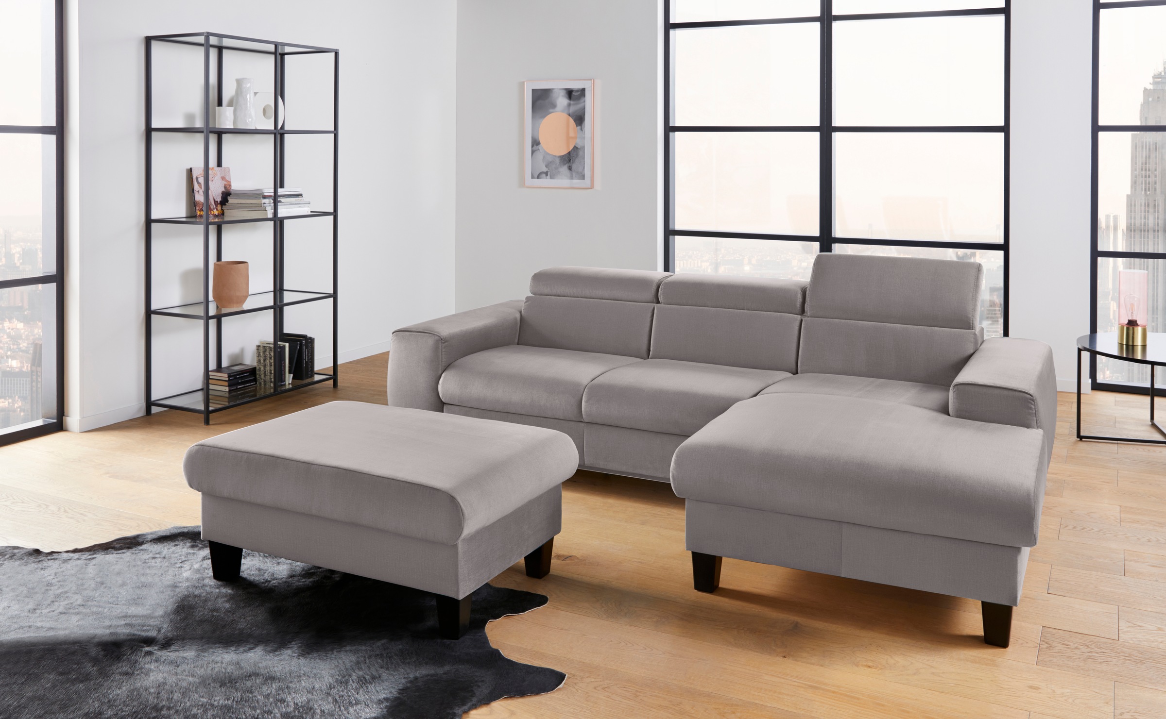 COTTA Ecksofa »Morven L-Form«, Inklusive Kopfteilverstellung, wahlweise mit Ladestation, Bettfunktion