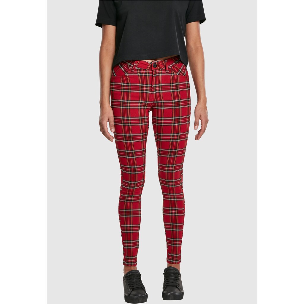 URBAN CLASSICS Stoffhose »Urban Classics Damen Ladies Skinny Tartan Pants«, (1 tlg.)