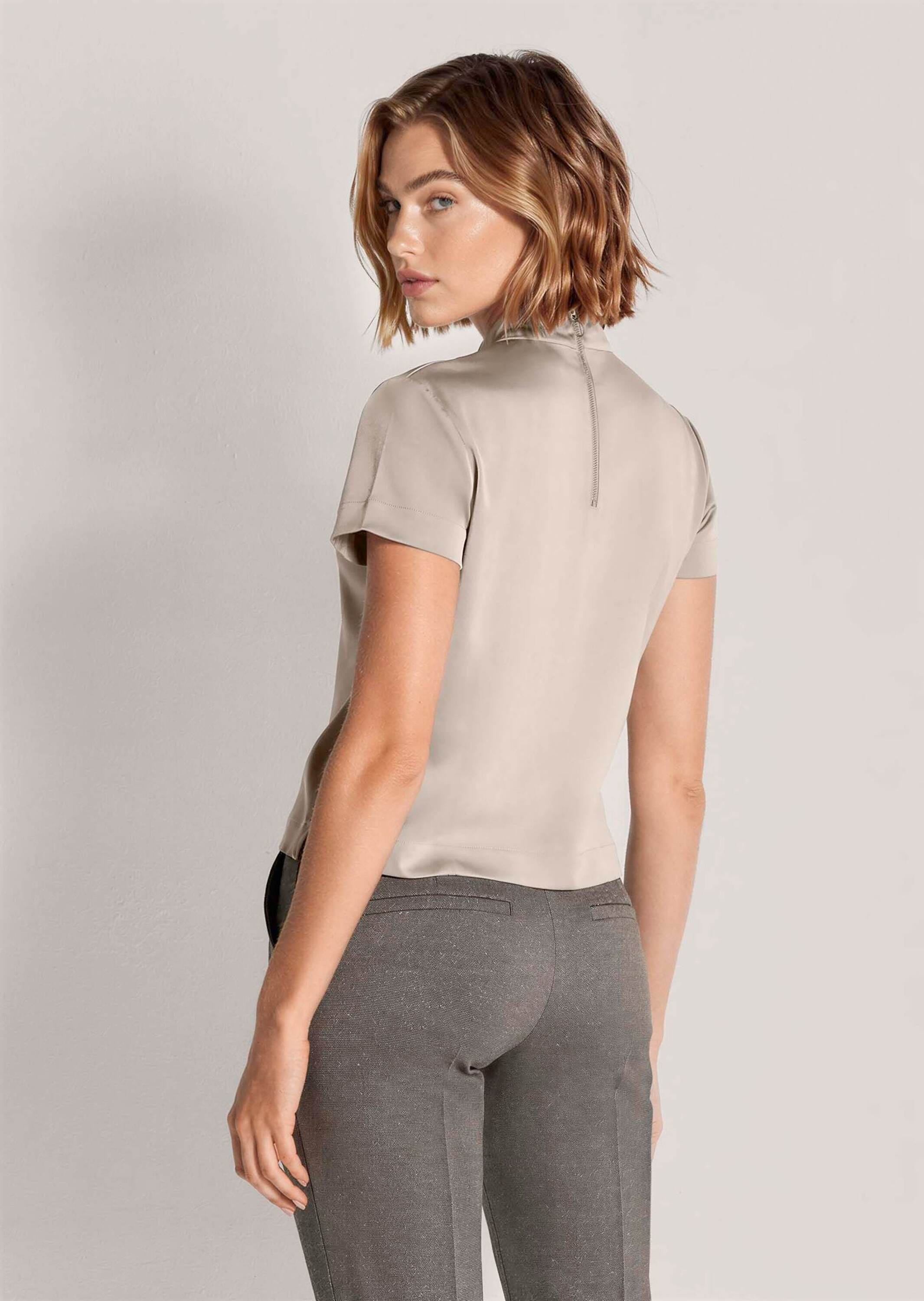MADELEINE Langarmbluse »Bluse Satinbluse mit Stehkragen«