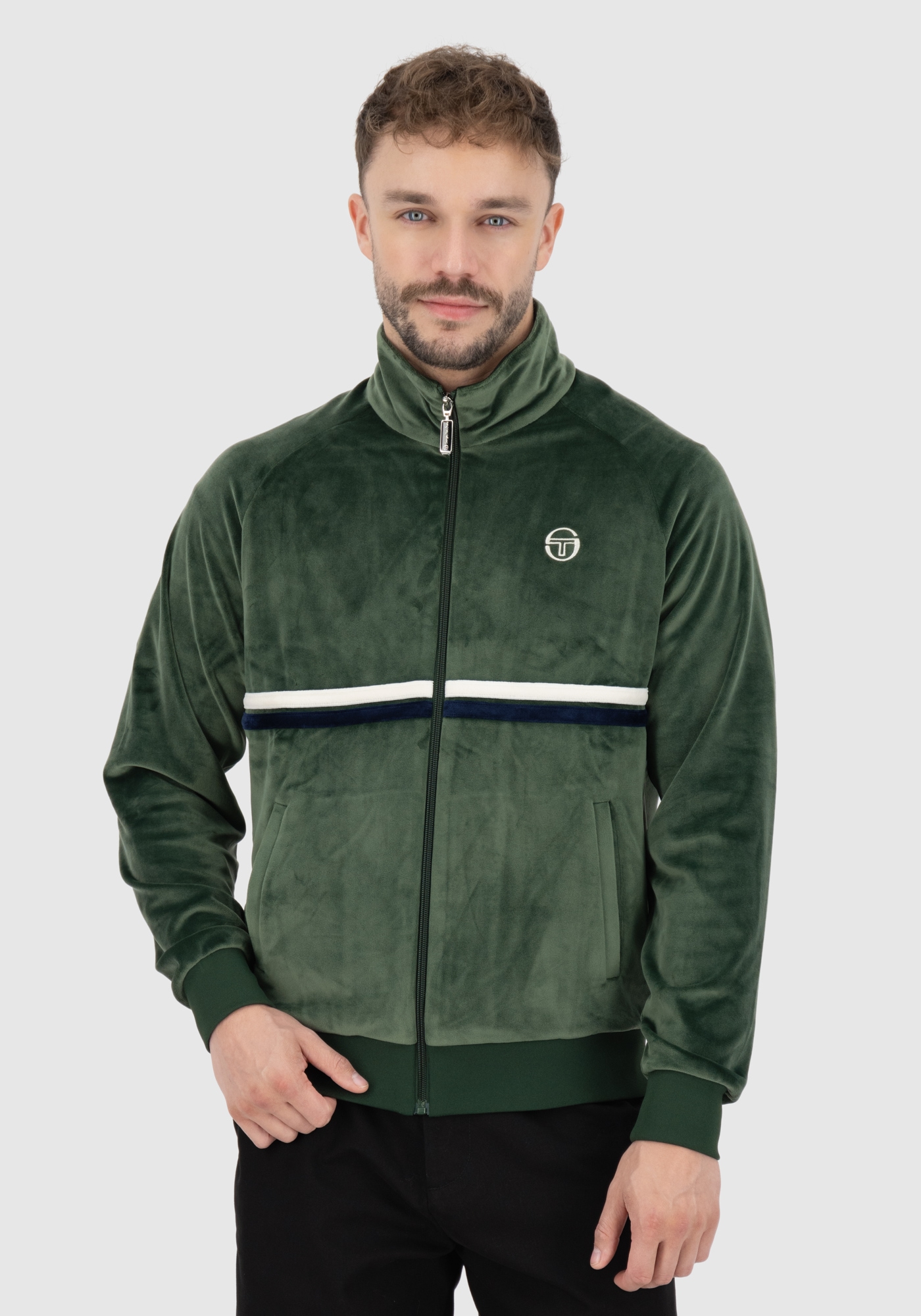 Sergio Tacchini Trainingsjacke »DALLAS 024 VELOUR TRACKTOP Herren«, ohne Kapuze, Trainingsjacke Herren, leichte Jacke, Velour, Sportjacke, Outdoor,Sale