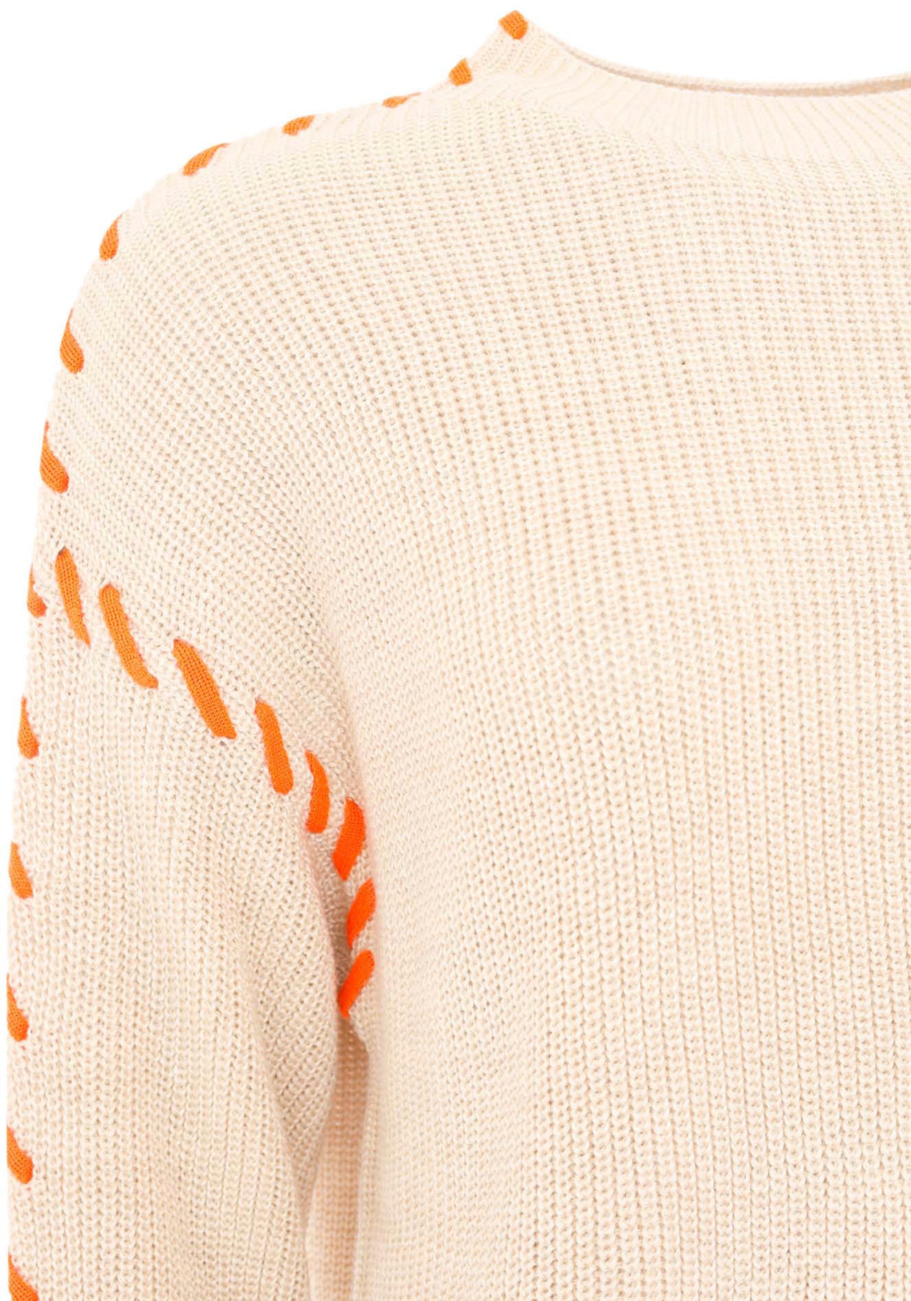 Zwillingsherz Strickpullover »"Stitching"«, kontrastfarbige Nähte, hoher Rundhalsausschnitt, mit Wollanteil