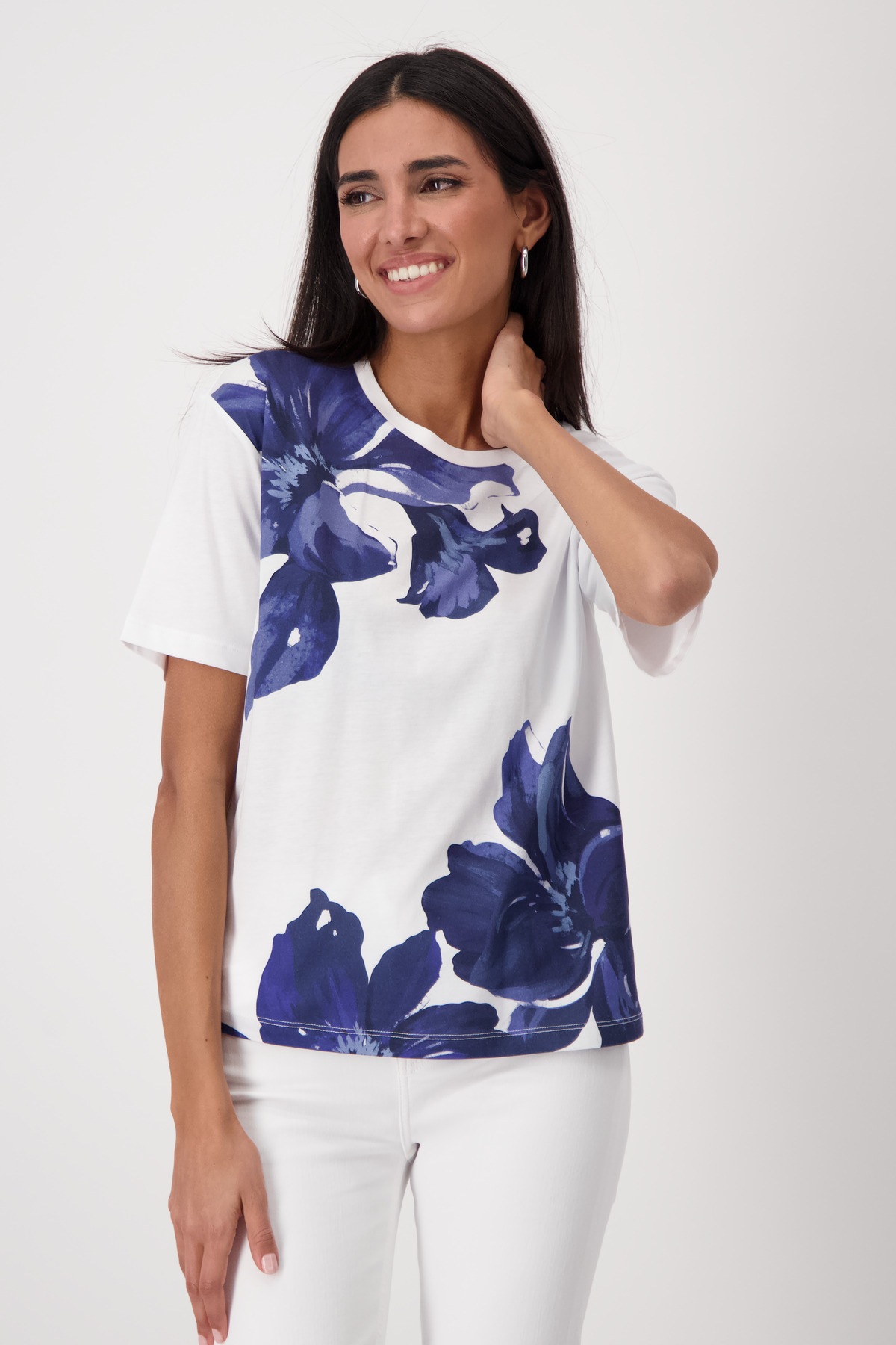 Monari T-Shirt "Shirt Blumen plaziert", Mit Rundhalsausschnitt günstig online kaufen