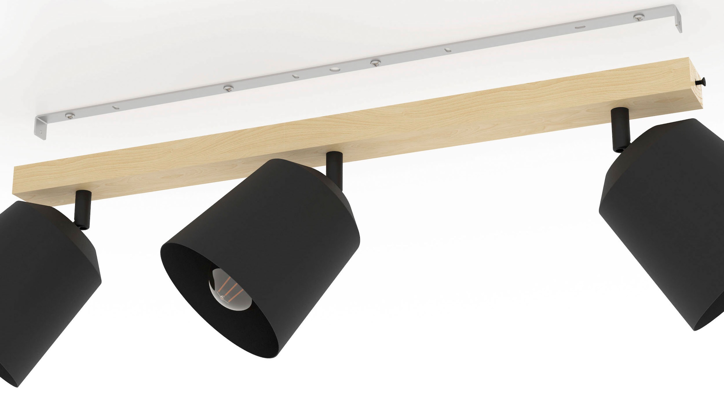 EGLO Deckenspot »COTORRO«, Leuchtmittel E27 | Leuchtmittel wechselbar-ohne Leuchtmittel, Deckenspot in braun und schwarz aus Holz, Stahl - exkl. E27 - 3X25W