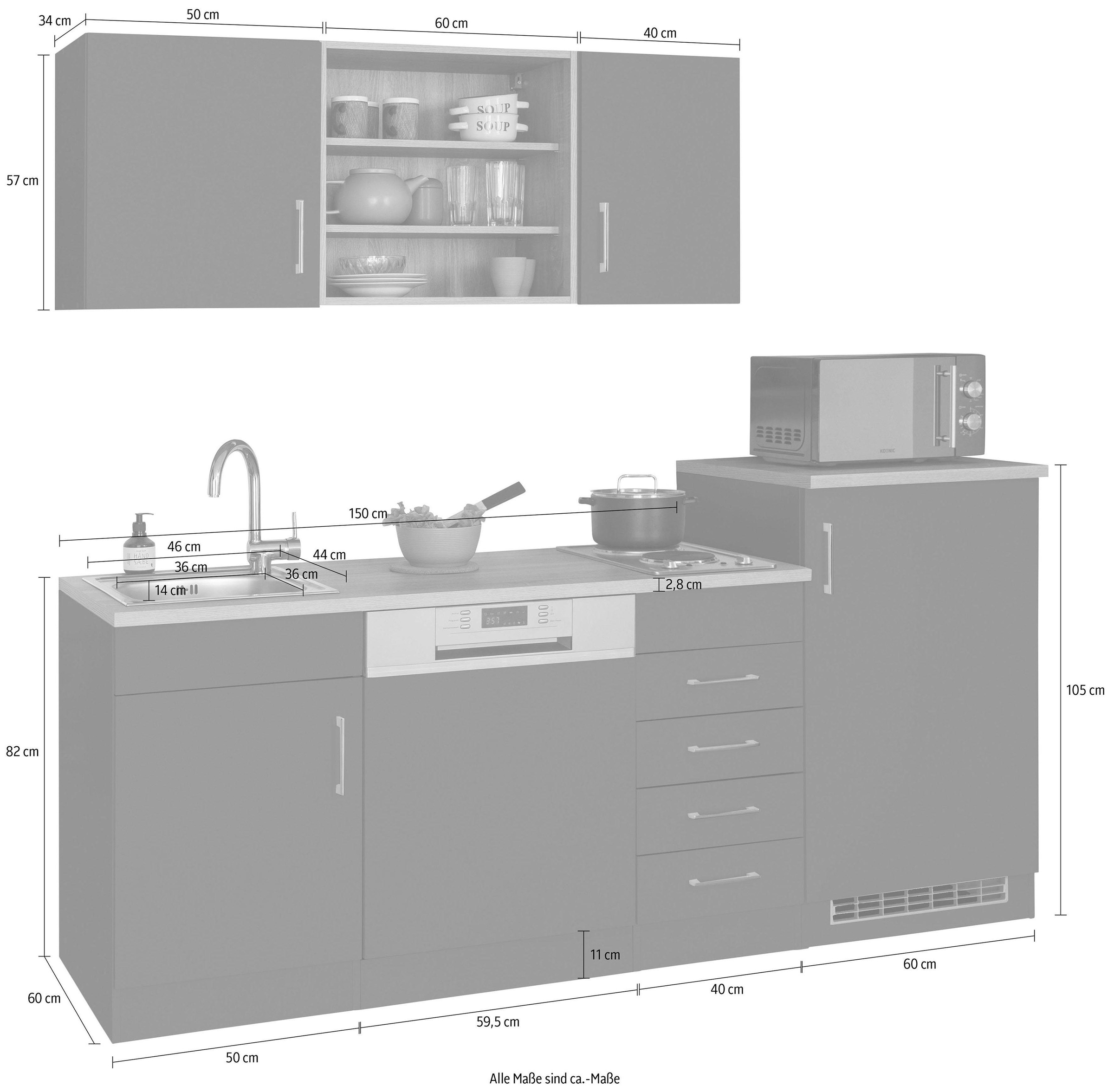 HELD MÖBEL Küche »Mali«, Breite 210 cm, mit E-Geräten kaufen | BAUR | Küchenzeilen ohne Geräte