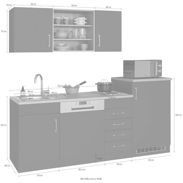 HELD MÖBEL Küche »Mali«, Breite 210 cm, mit E-Geräten kaufen | BAUR