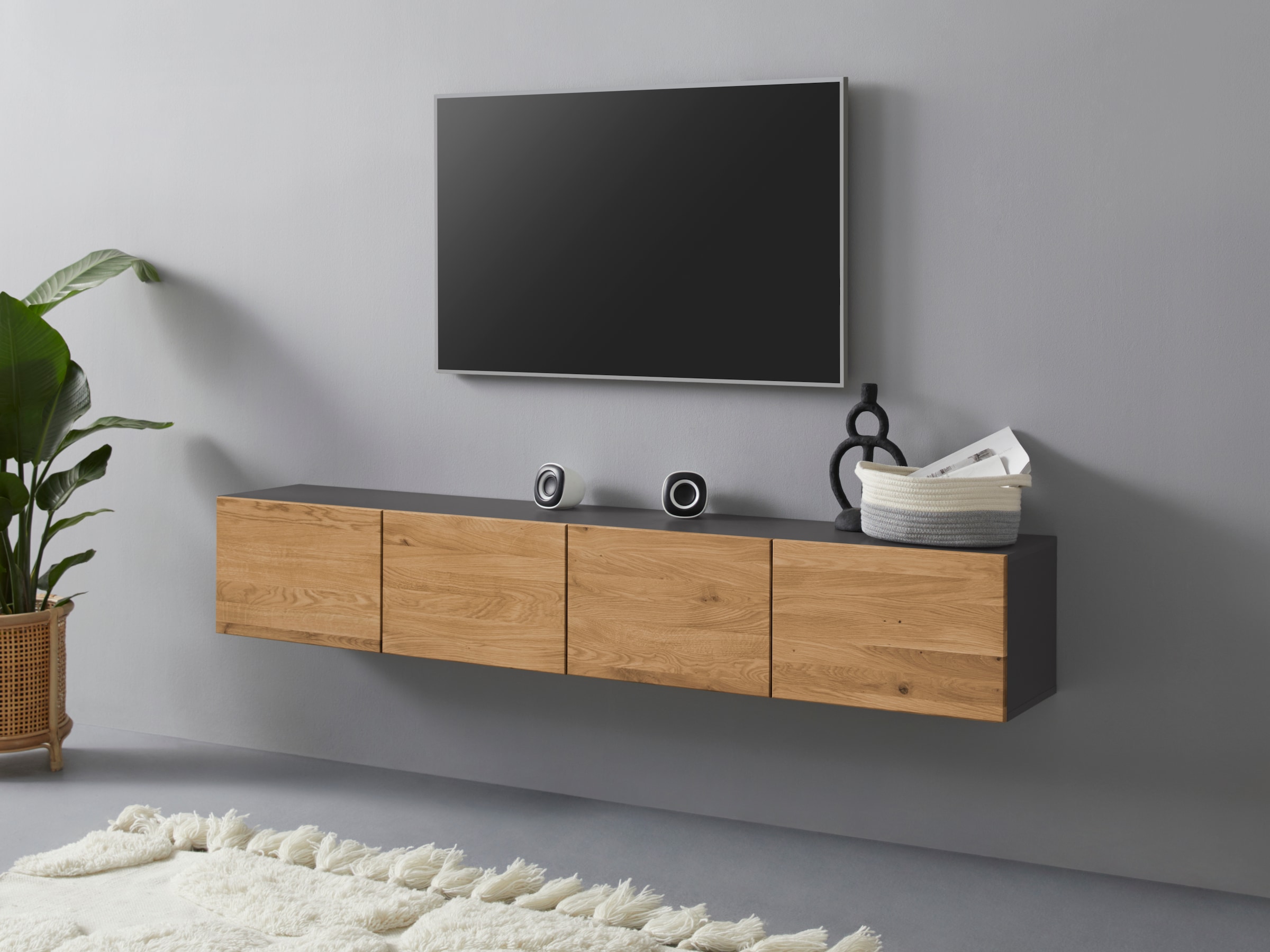 VOGL Möbelfabrik Lowboard "1237" Breite 184 cm, hängend und stehend, Front günstig online kaufen