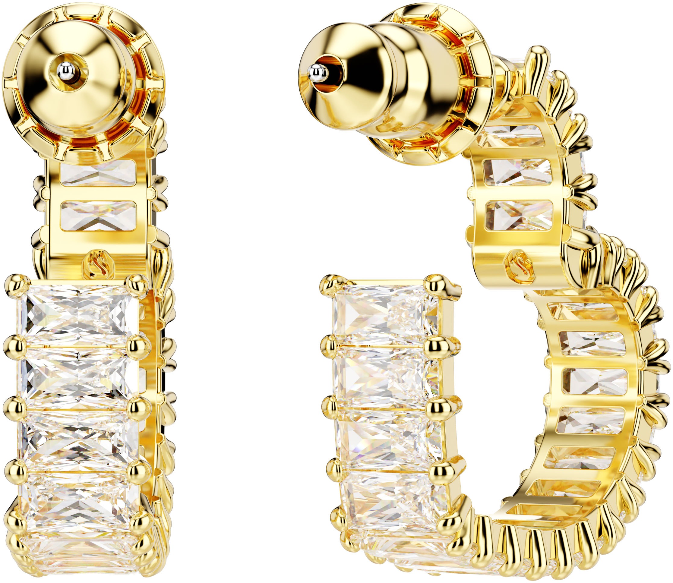 Paar Creolen SWAROVSKI "Schmuck Geschenk Matrix Ohrringe Herz", gelb (gelbgoldfarben, metallfarben, kristallweiß, kristallweiß), Ohrringe, Damen, Metall, mit Swarovski Zirkonia (synth.) - Einhänger abnehmbar 4
