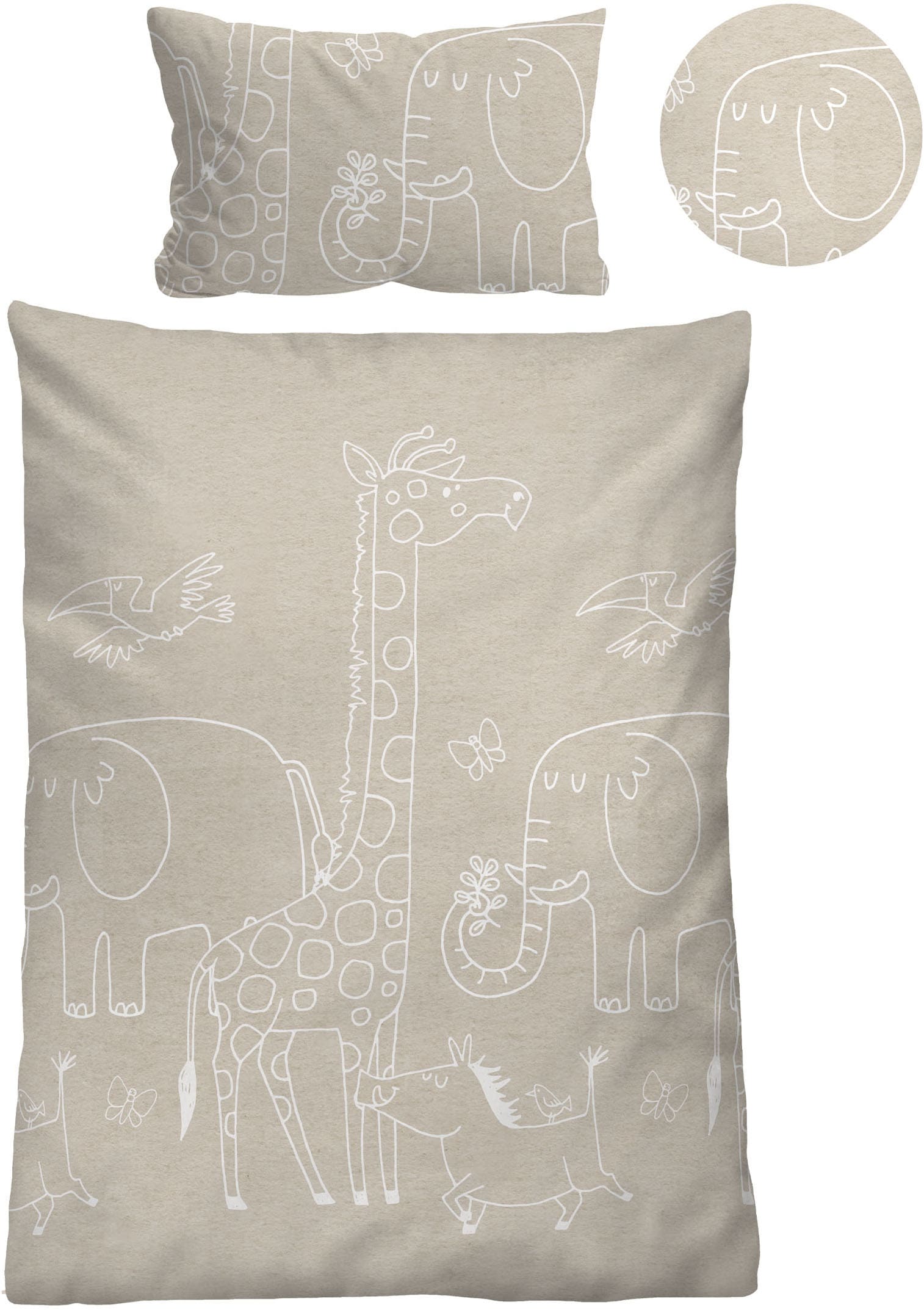 Biberna Kinderbettwäsche "0840520" 2 Stk. kuschelig warm, samtweich, Melang günstig online kaufen