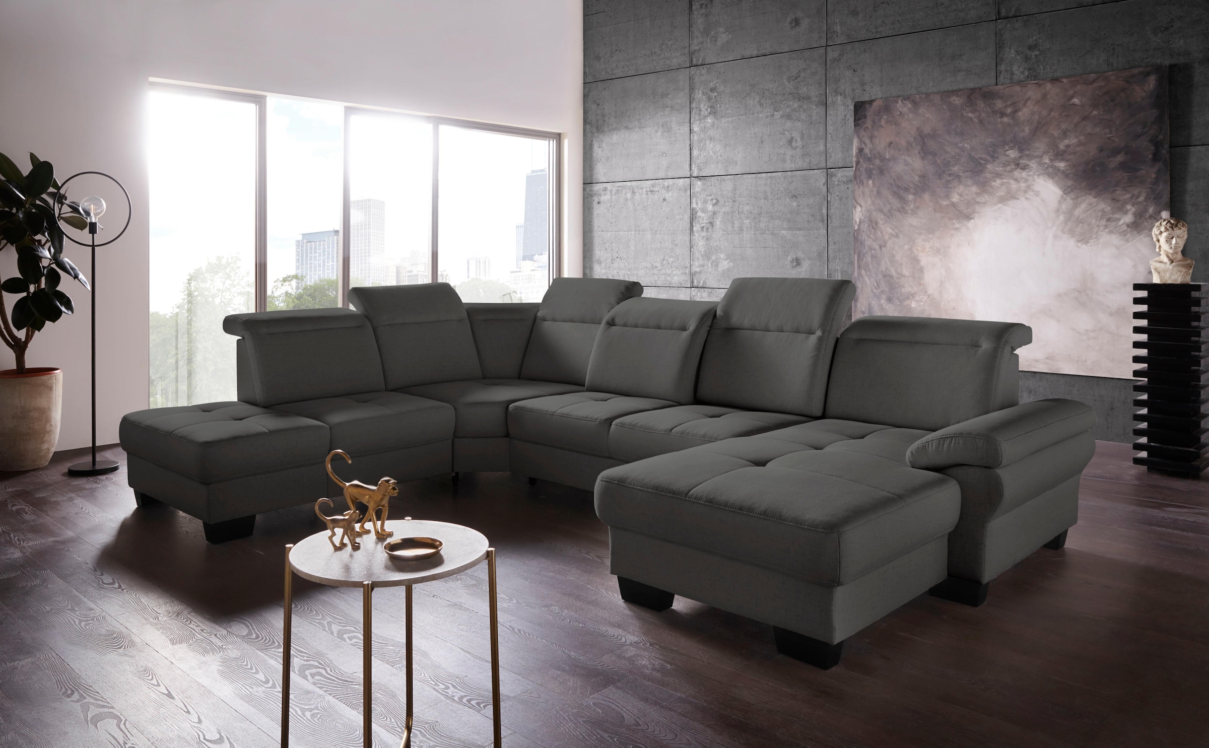 Places of Style Wohnlandschaft »Cornwall U-Form«, inkl. Sitztiefenverstellung, wahlweise mit Bettfunktion