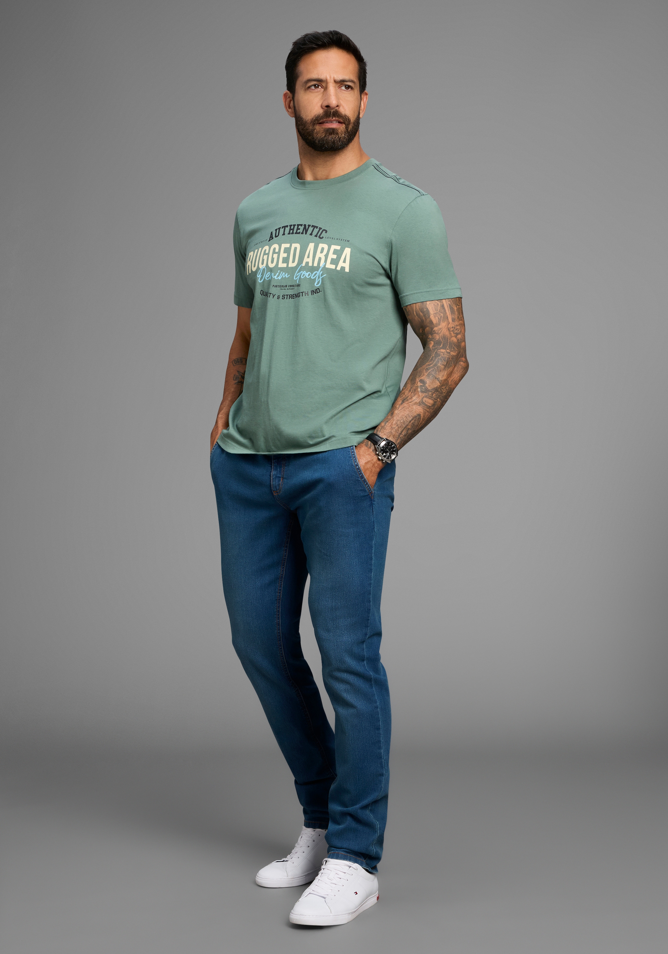Man's World T-Shirt, Kurzarm, Regular Fit, mit Print, Rundhalsausschnitt