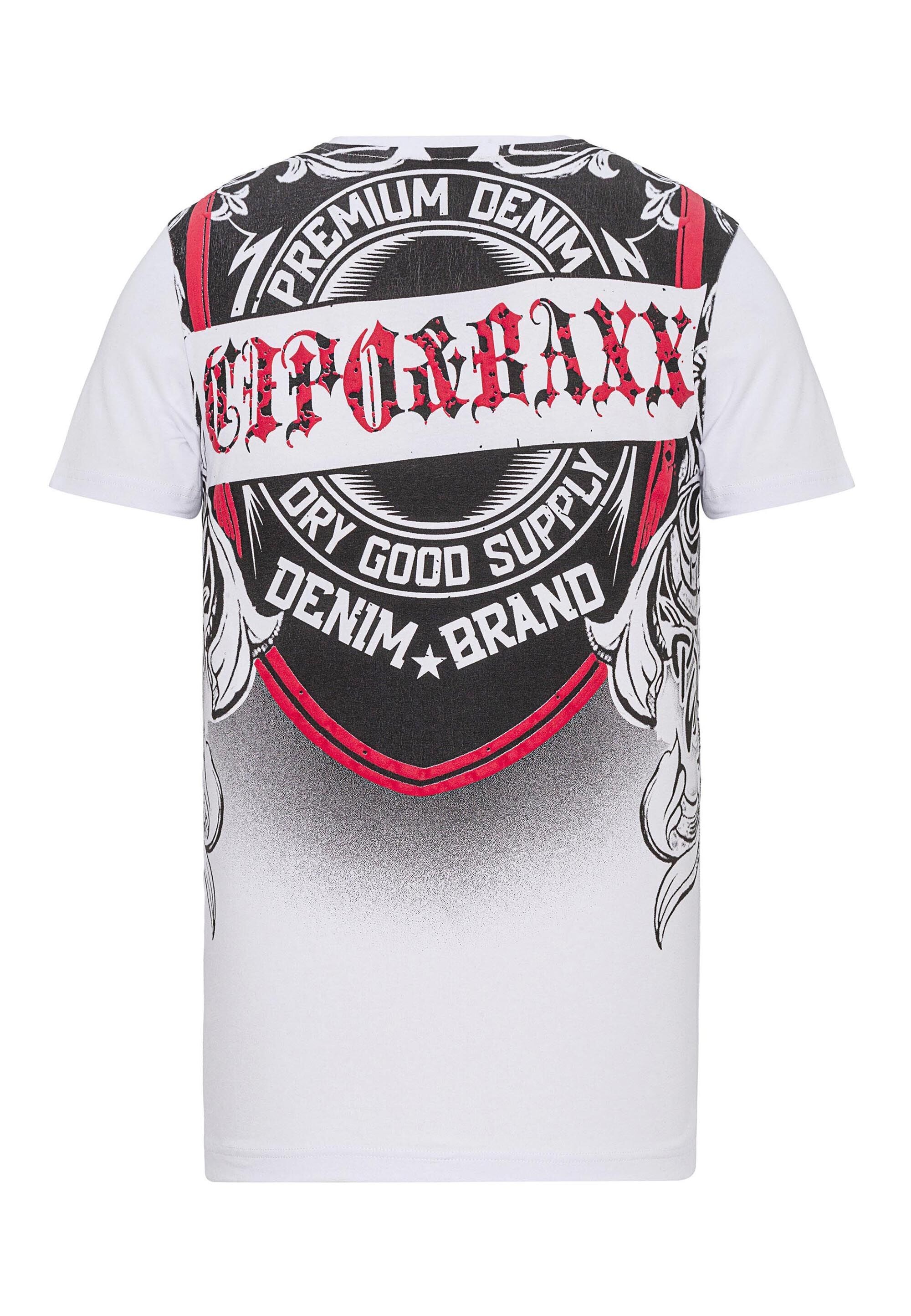 Cipo & Baxx T-Shirt »T-Shirt«, große Tribal- und Markenprints setzen rockige Akzente