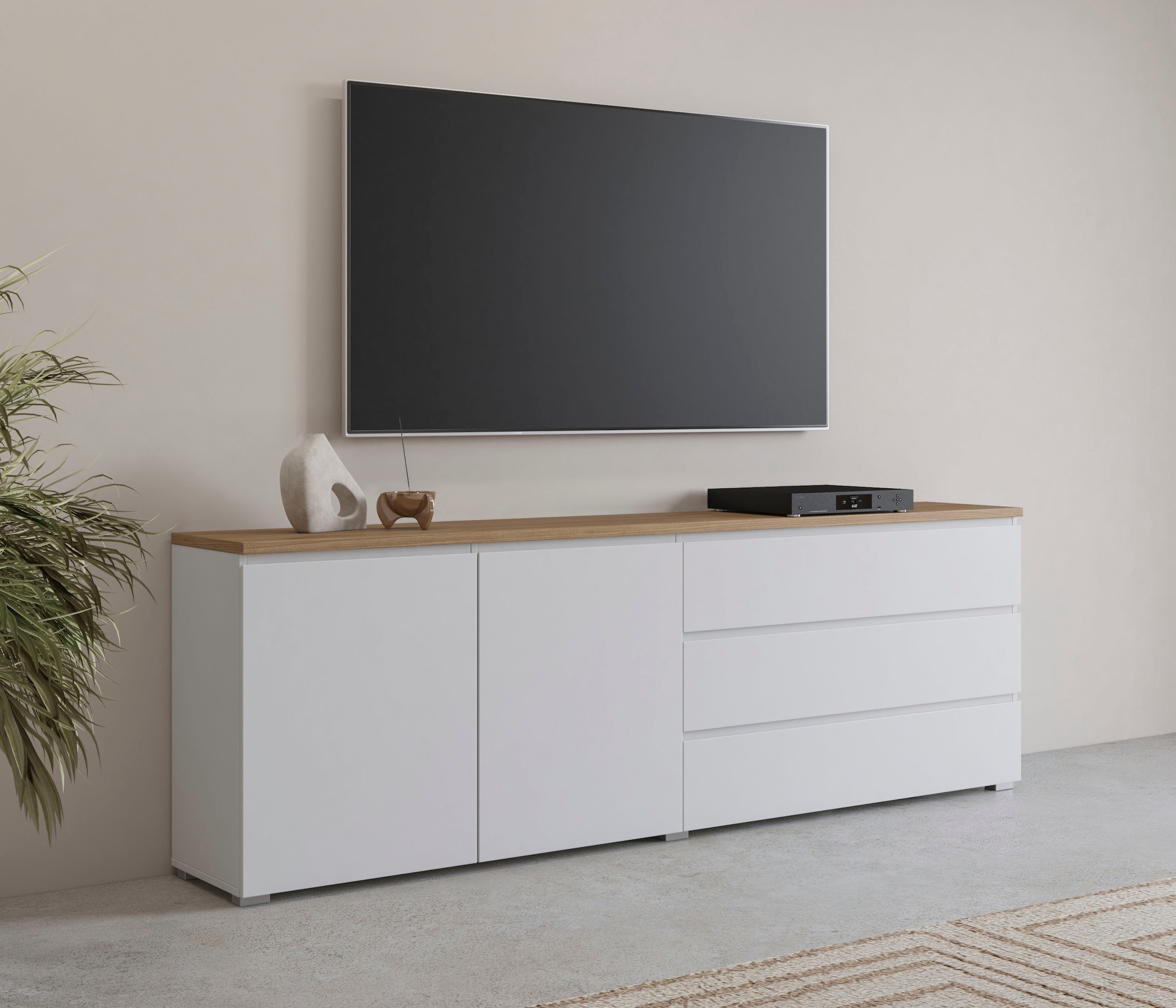 INOSIGN Sideboard "Modo, Breite 200 cm, moderne grifflose Kommode 2Türen/3 günstig online kaufen