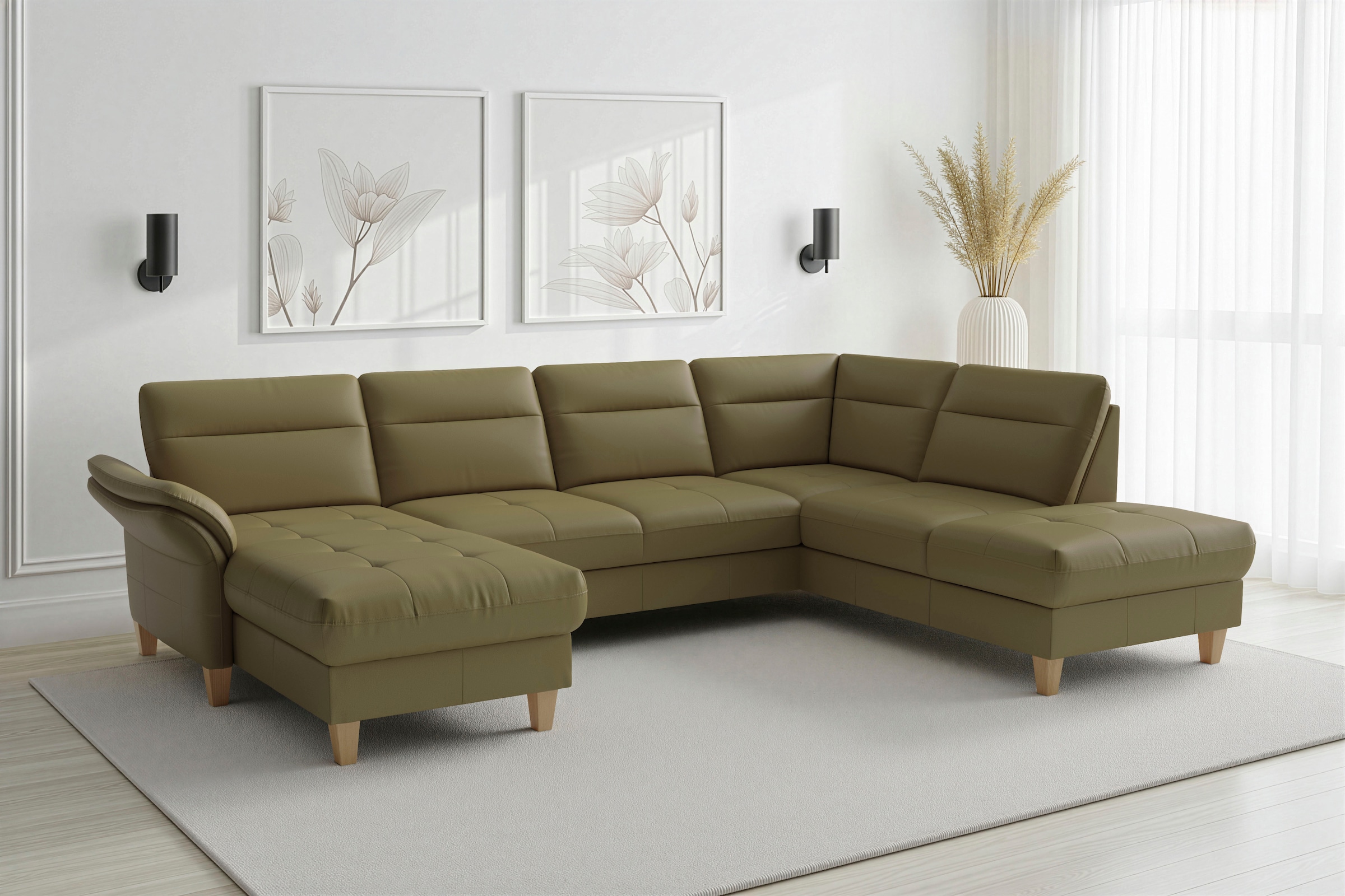 sit&more Wohnlandschaft "Pamela U-Form, B: 292 cm, optional Schlaffunktion & Bettkasten, Leder"