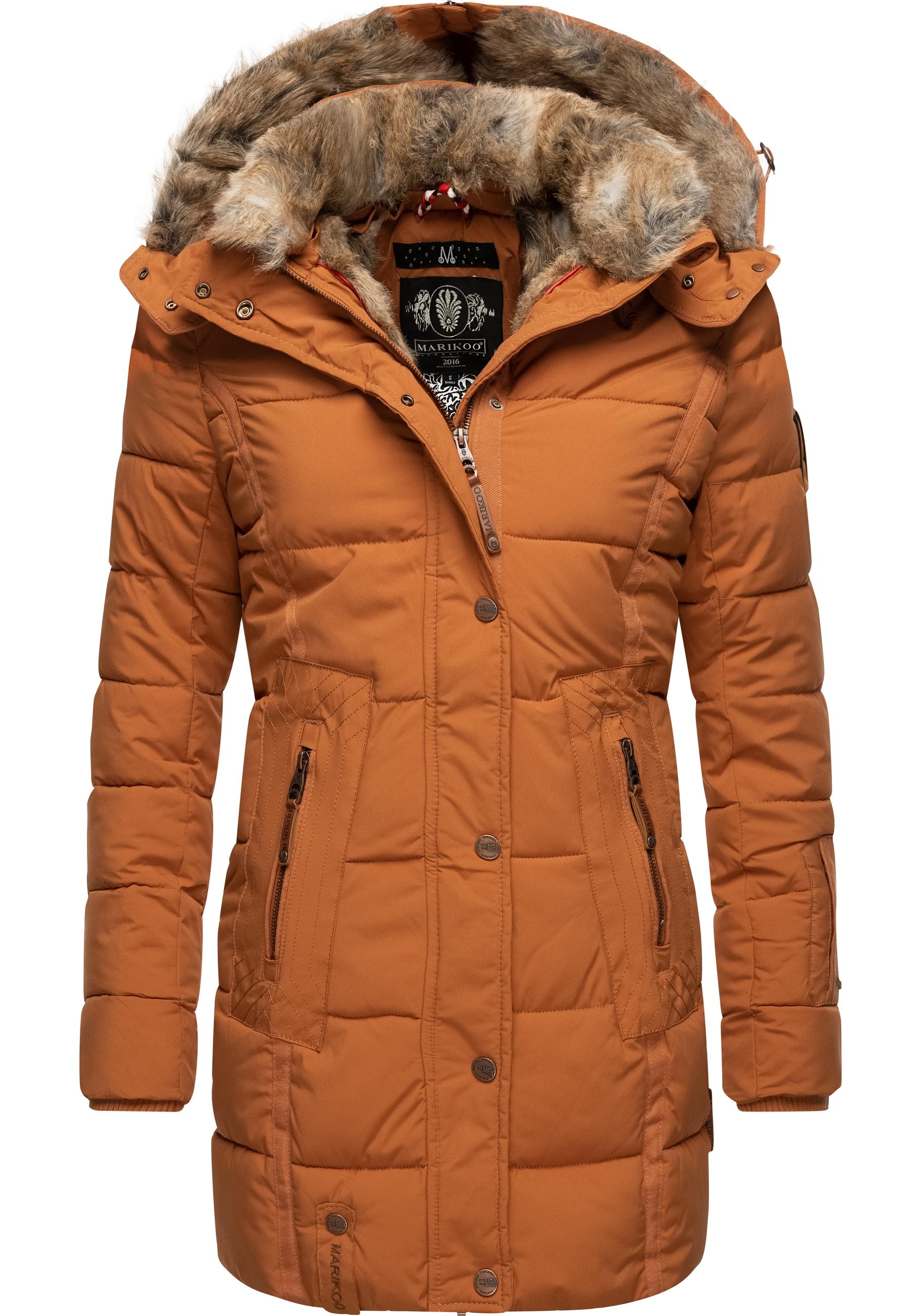 Marikoo Wintermantel »Lieblings Jacke«, stylischer für Kunstpelz-Kapuze BAUR Winter | Steppmantel m. bestellen