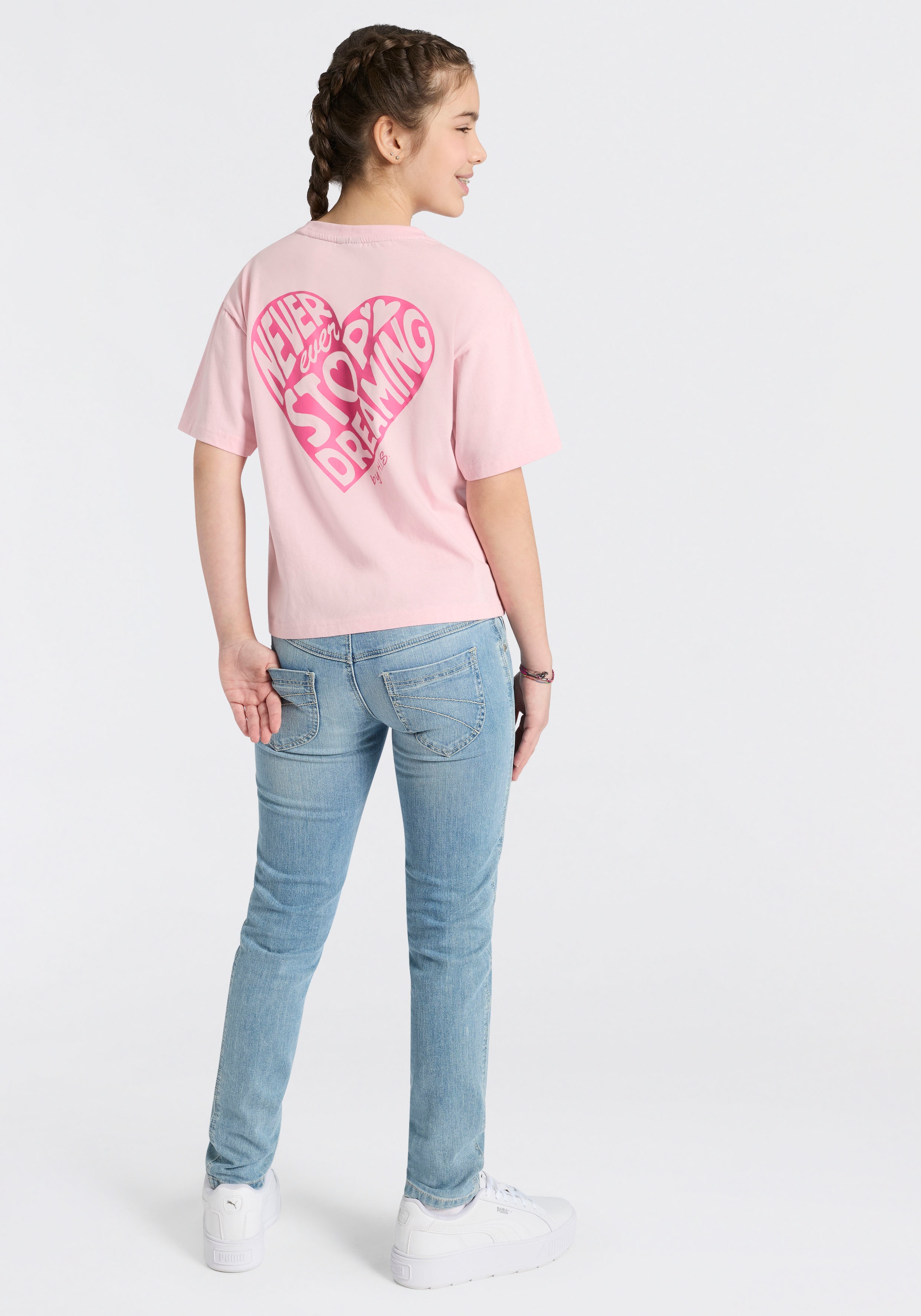 H.I.S T-Shirt »2er Pack H.I.S Shirts mit Rückenprint für Mädchen« Packung, 2, 2 tlg. für Mädchen, lässige Passform, kurze Ärmel, mit Logodruck