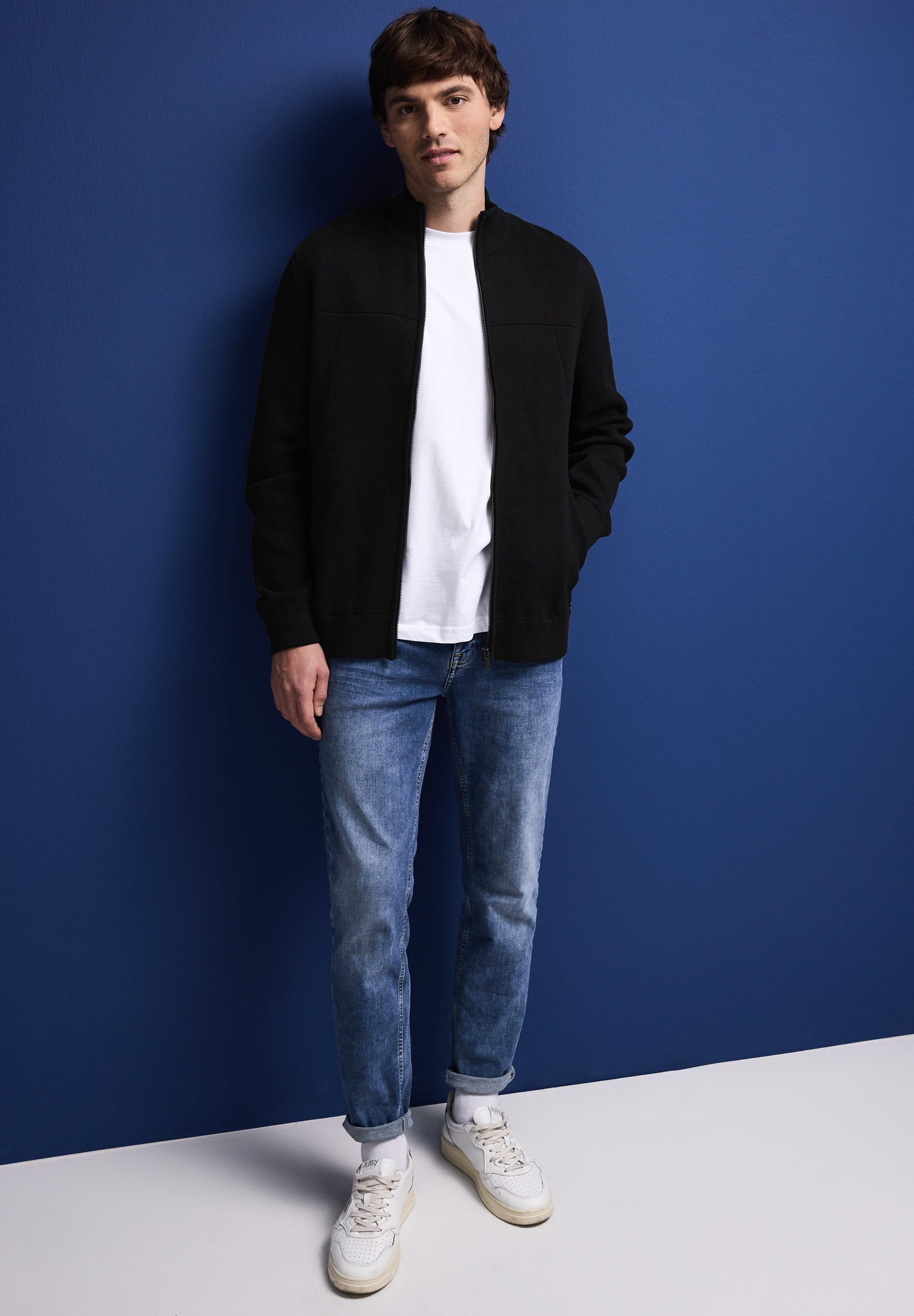 STREET ONE MEN Strickjacke, aus reiner Baumwolle