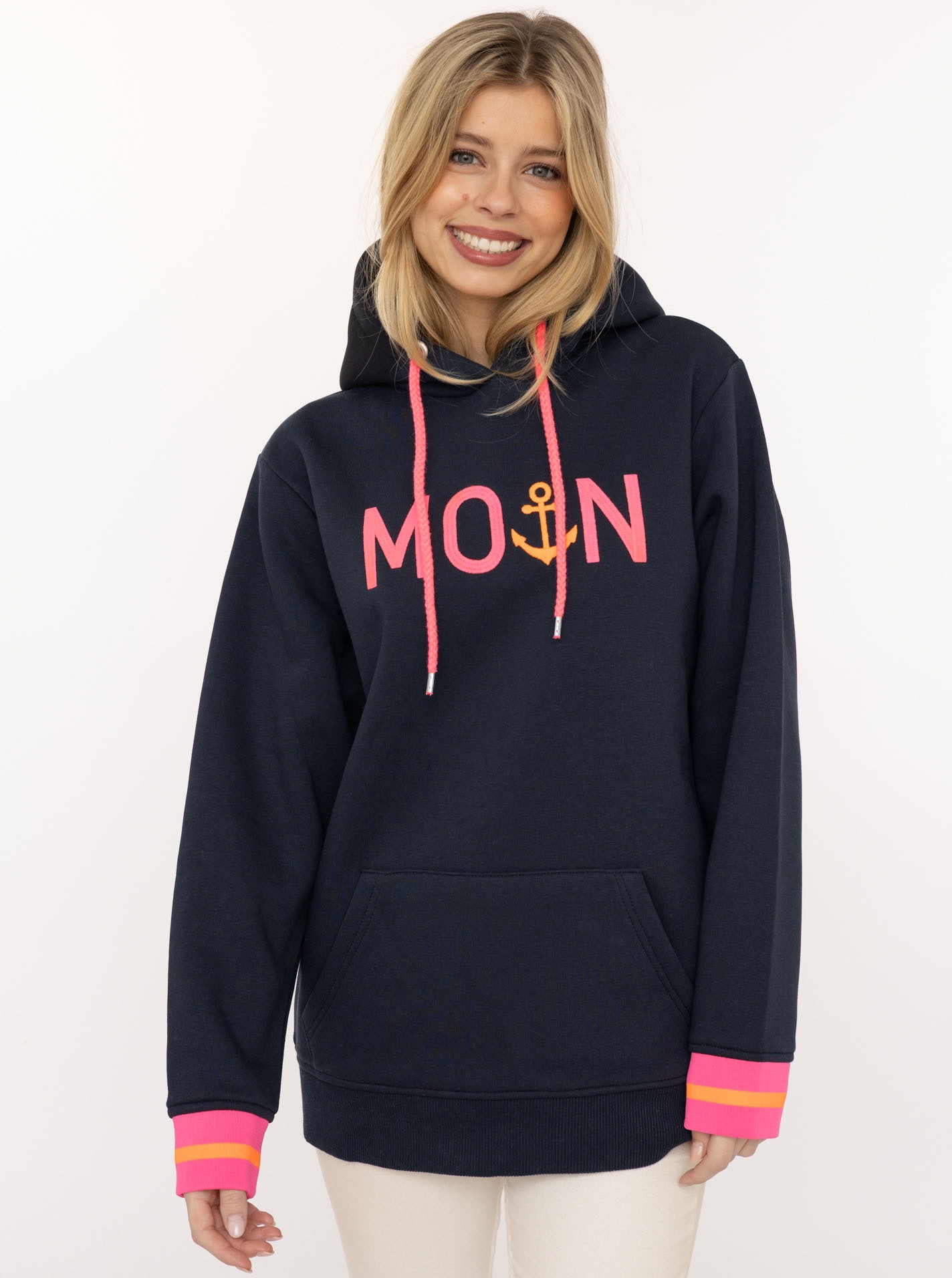 Zwillingsherz Hoodie ""Rahel"", Kontrastbündchen, Kängurutasche, Langarm, K günstig online kaufen